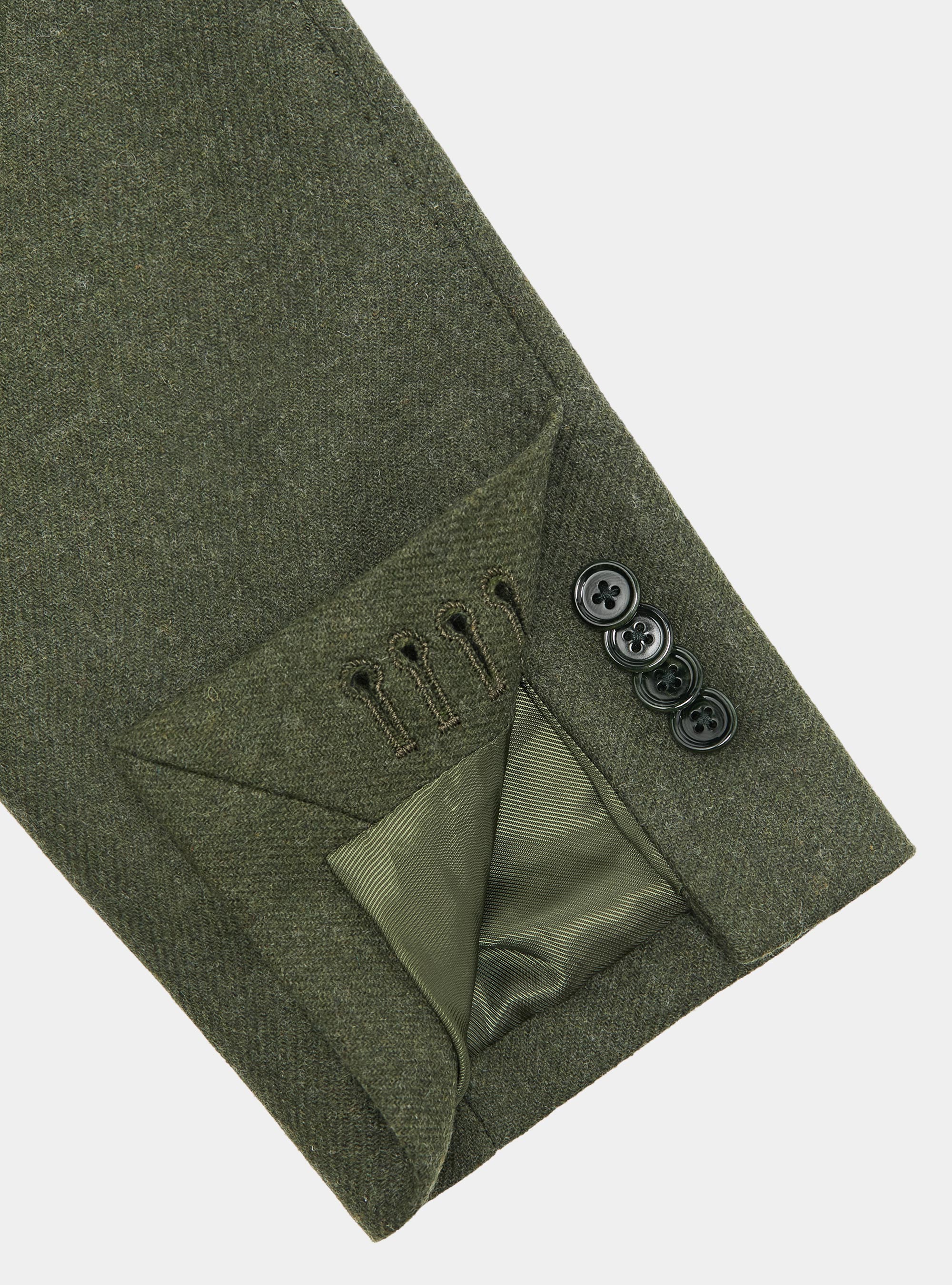 Wool-blend flannel blazer, GREEN