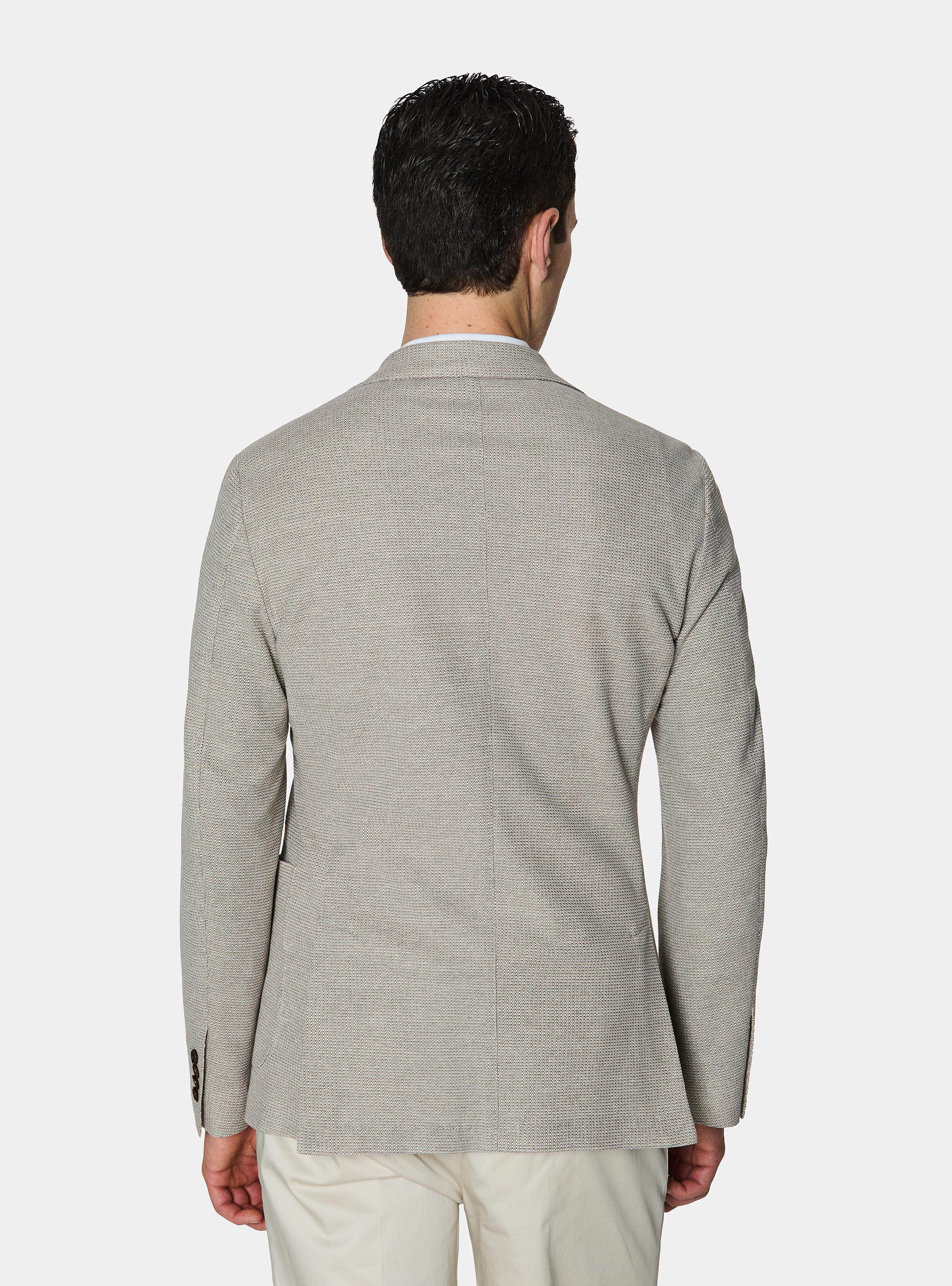 Micro-knit cotton jersey blazer, MUD