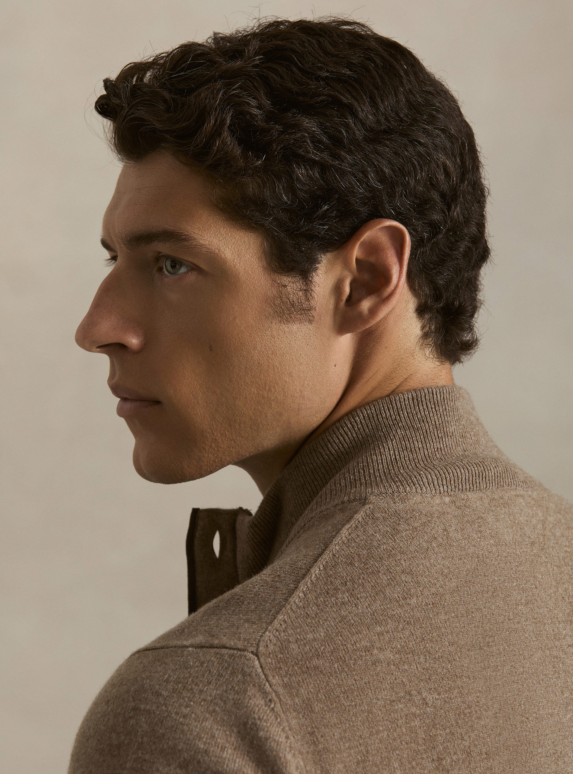 Chaqueta de punto con cremallera de lana lambswool y cachemira, BARRO