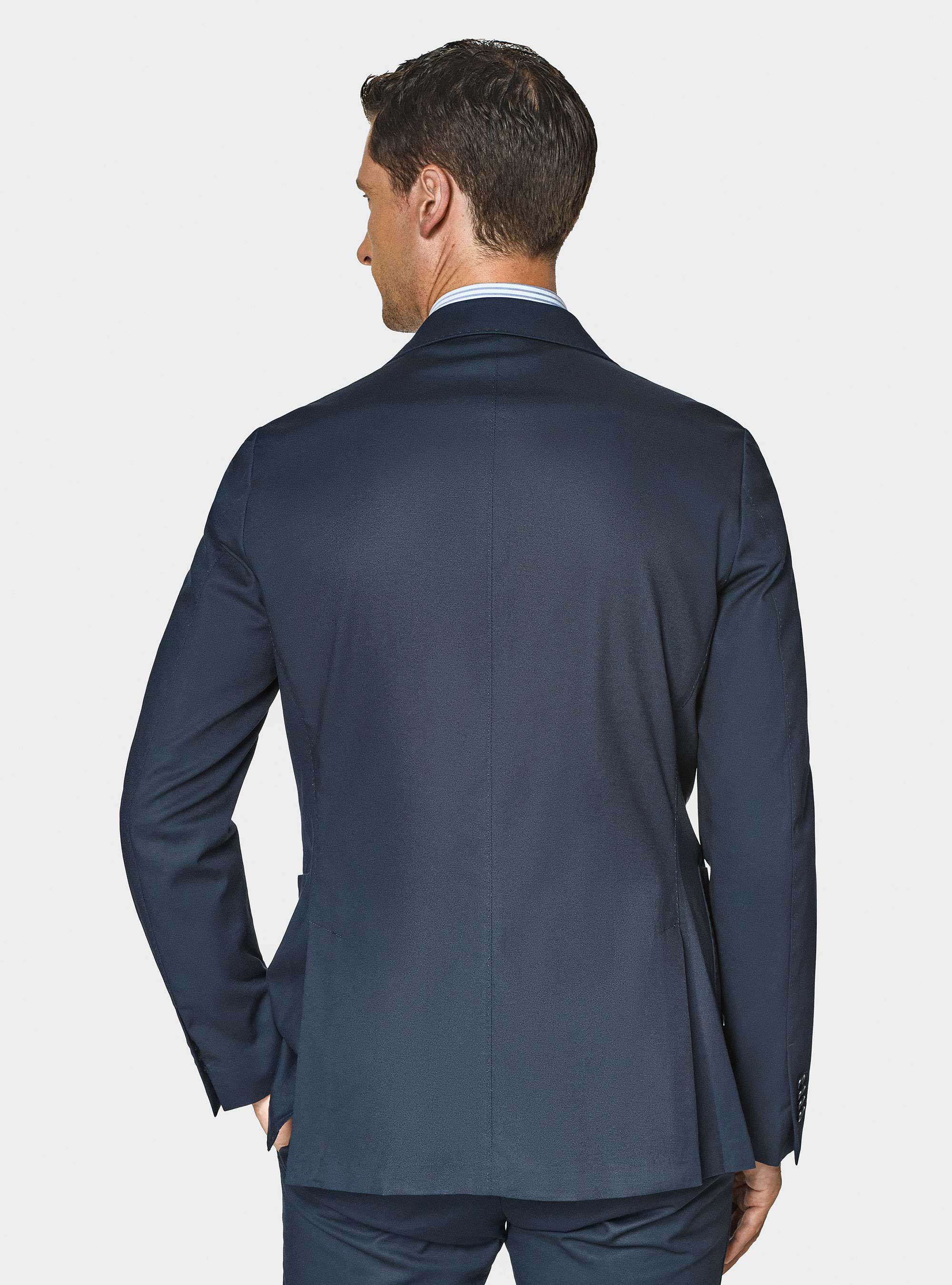 Giacca abito in cotone armaturato, BLU NAVY