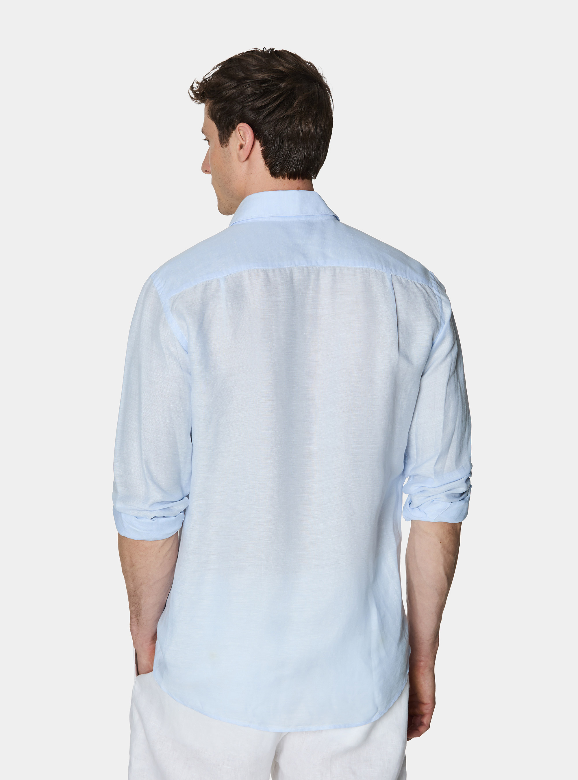 Leinenmischhemd mit Beleg, AZZURRO 0276C
