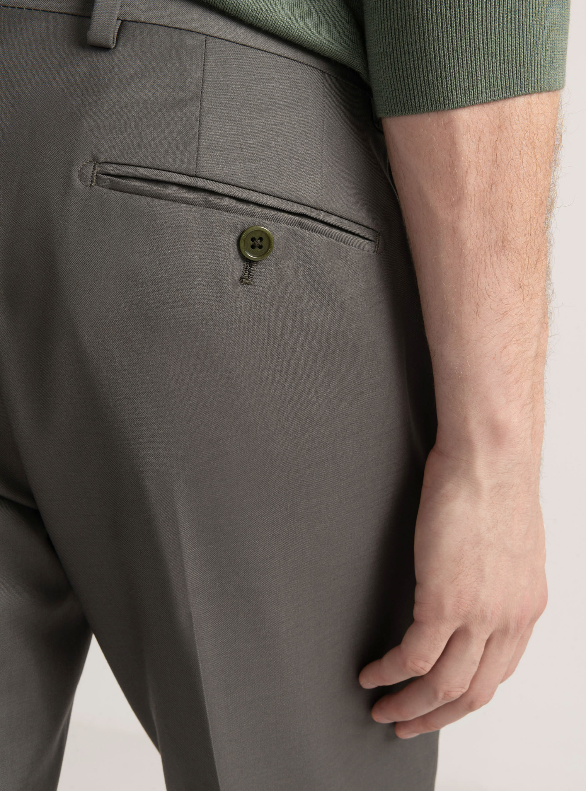 Suit trousers in pure superfine 120s wool, GREEN