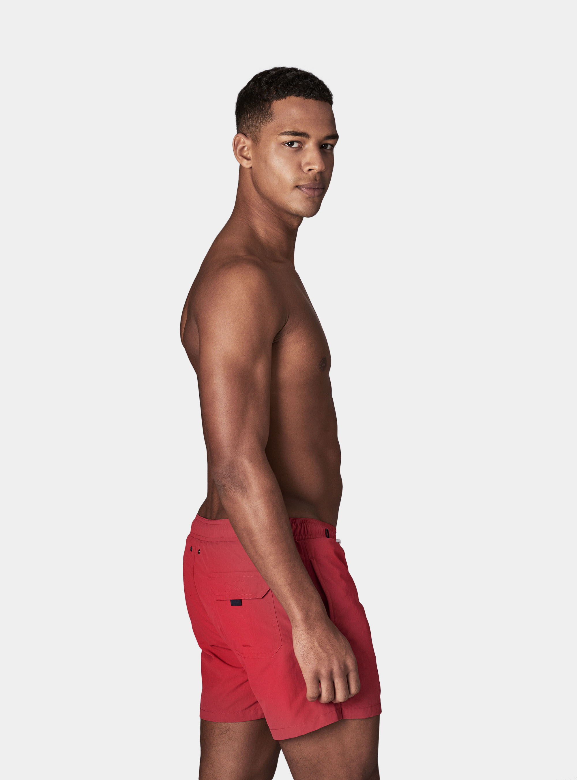 Einfarbige Basic-Badeshorts, ROSSO 0349C
