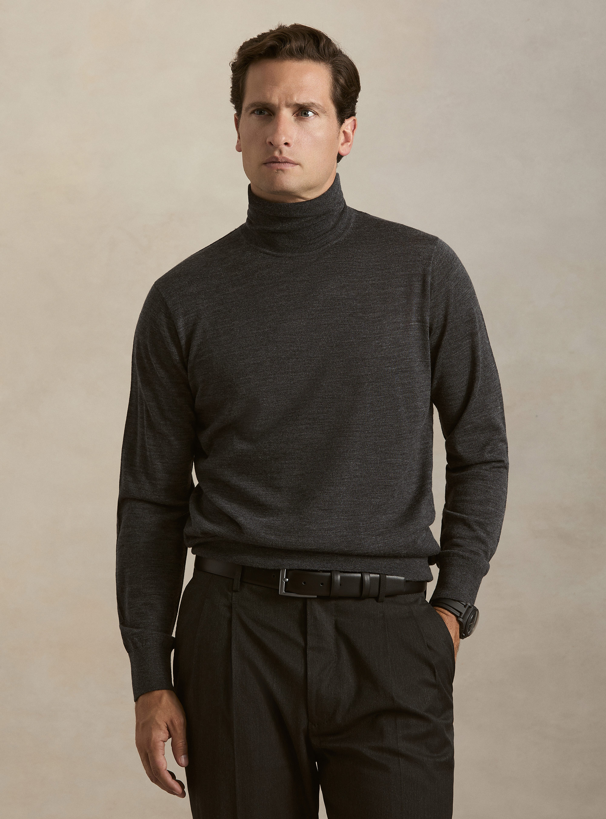 Pure extrafine merino wool turtleneck, ASPHALT GREY