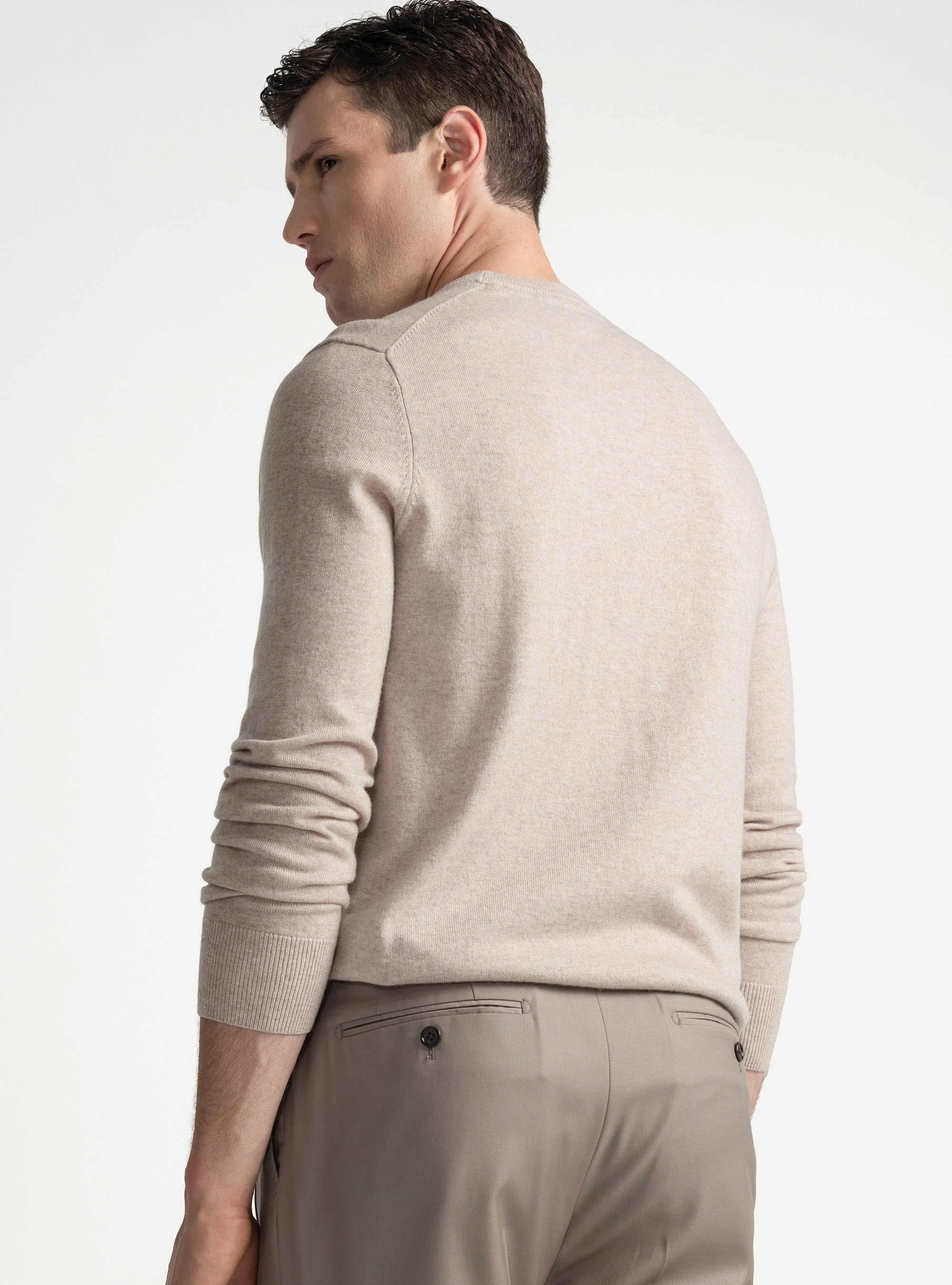 Maglia girocollo in misto lana, ECRU