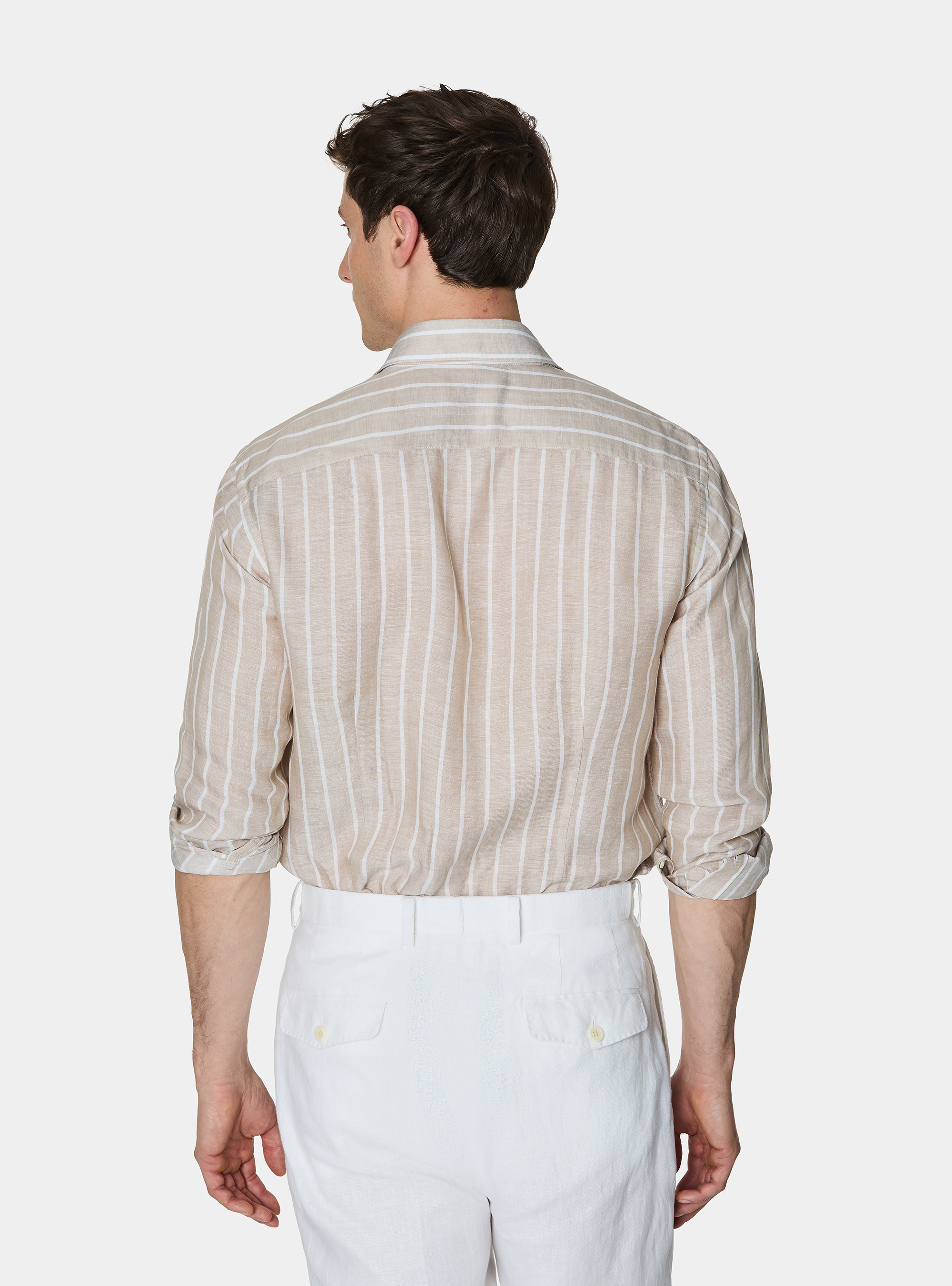 Linen blend striped shirt, SAND