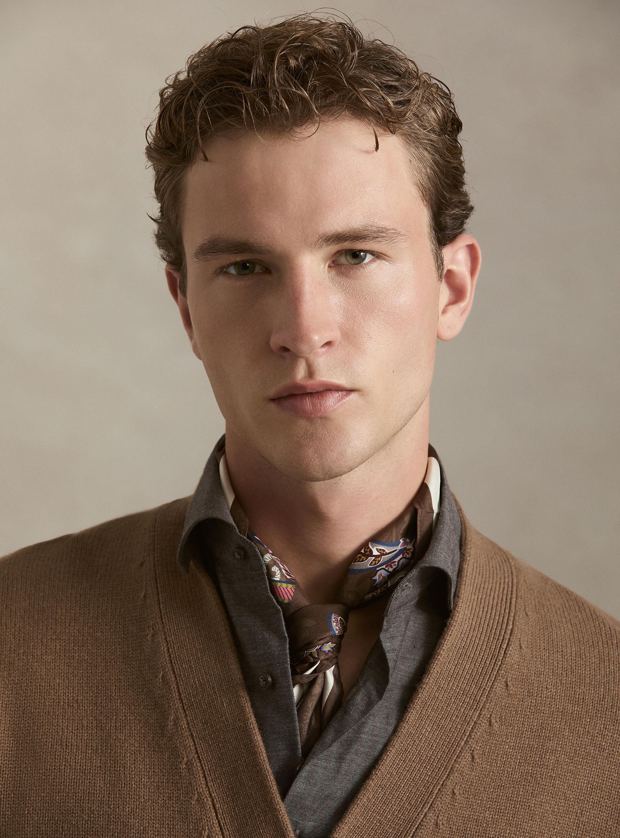 Button-up wool and cashmere cardigan, HAZELNUT