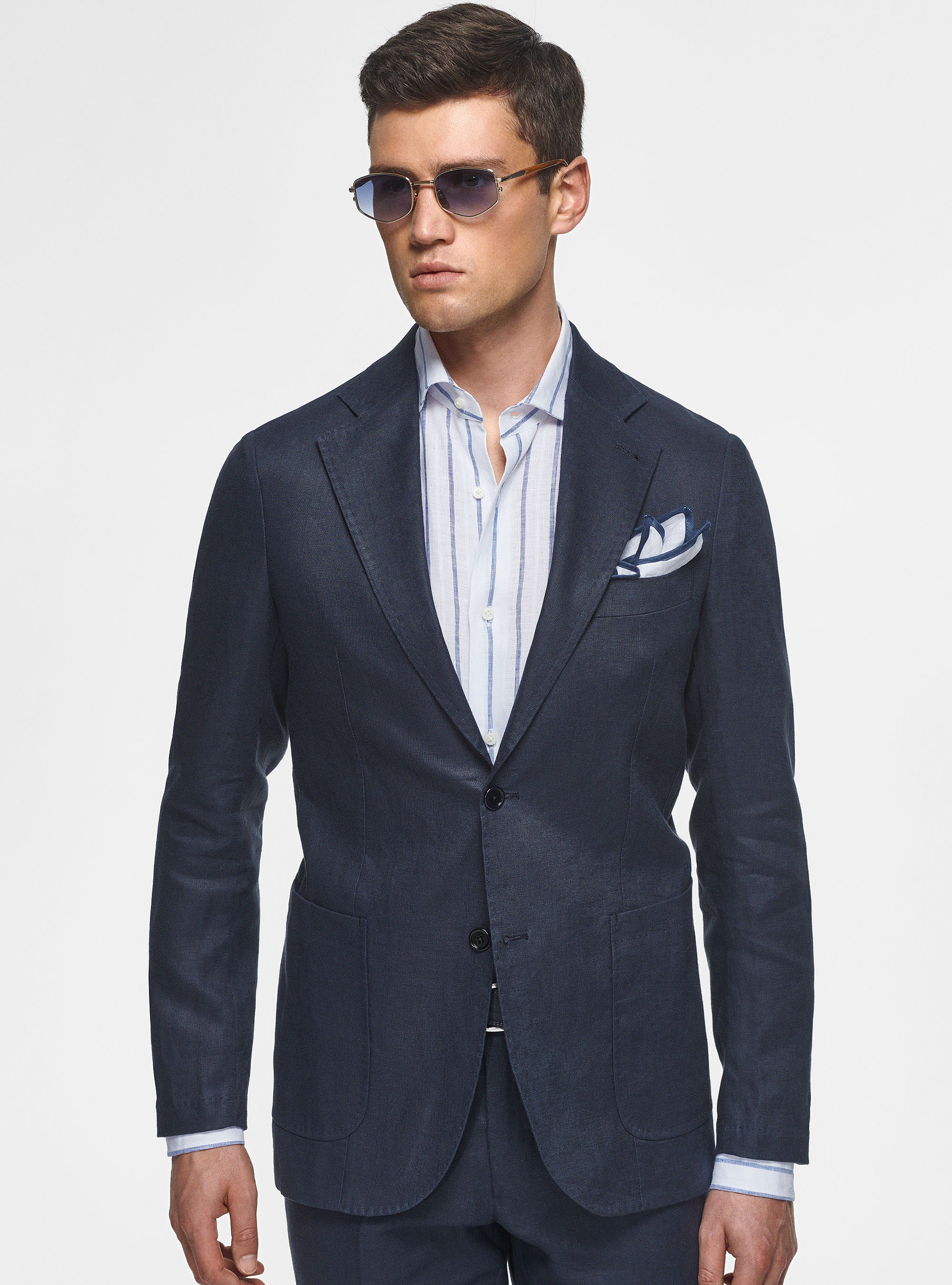 Giacca in puro lino, BLU NAVY