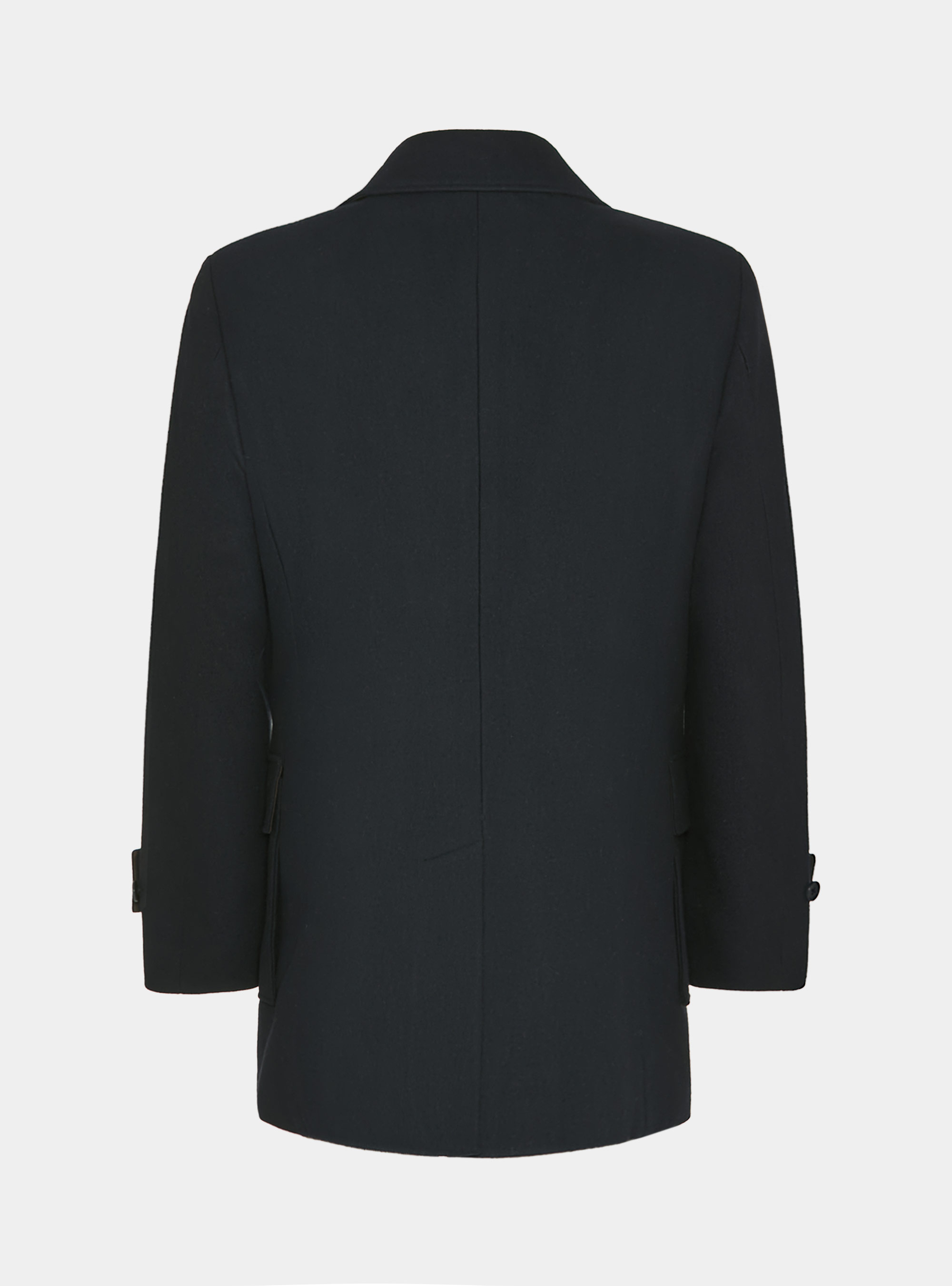 Wool-blend peacoat with patch pockets, NAVY BLUE