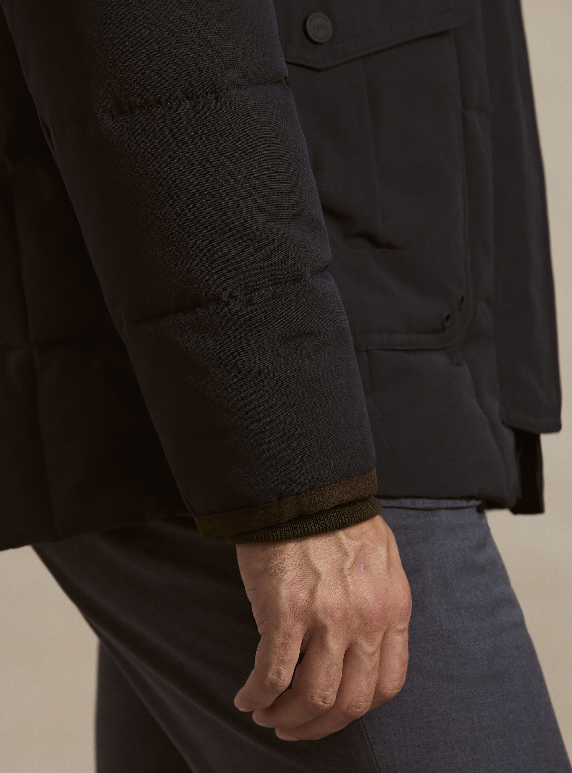 Classic quilted shirt-collar jacket, NAVY BLUE