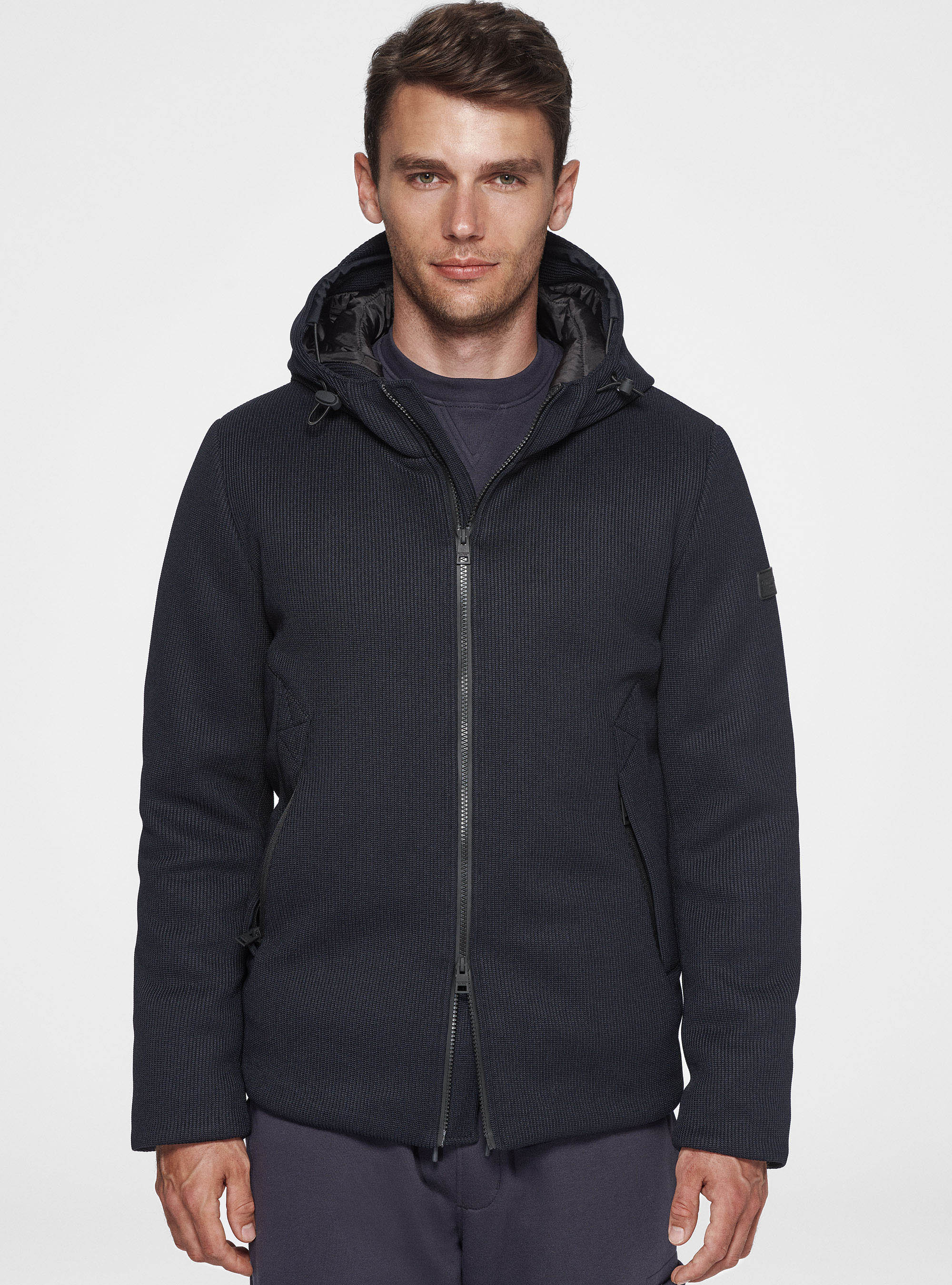 Padded jacket with hood, NAVY BLUE