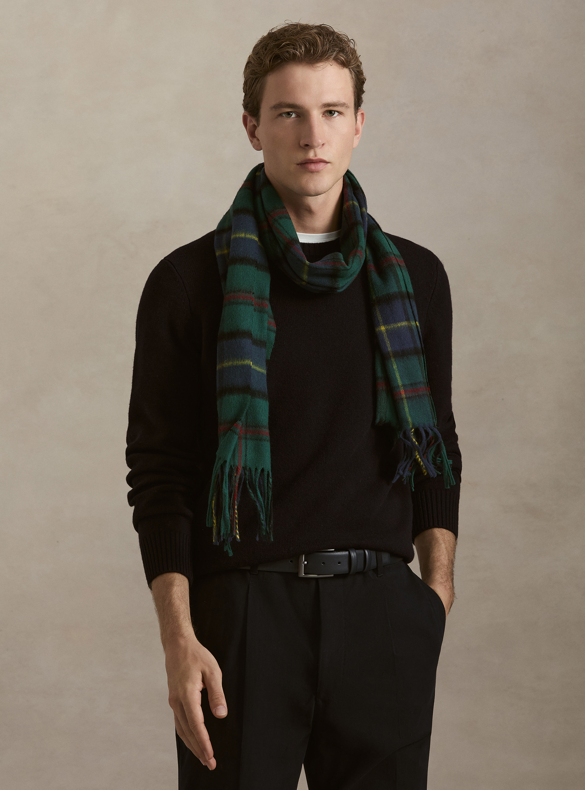 Maglia girocollo in misto lana e cashmere, BLU NAVY