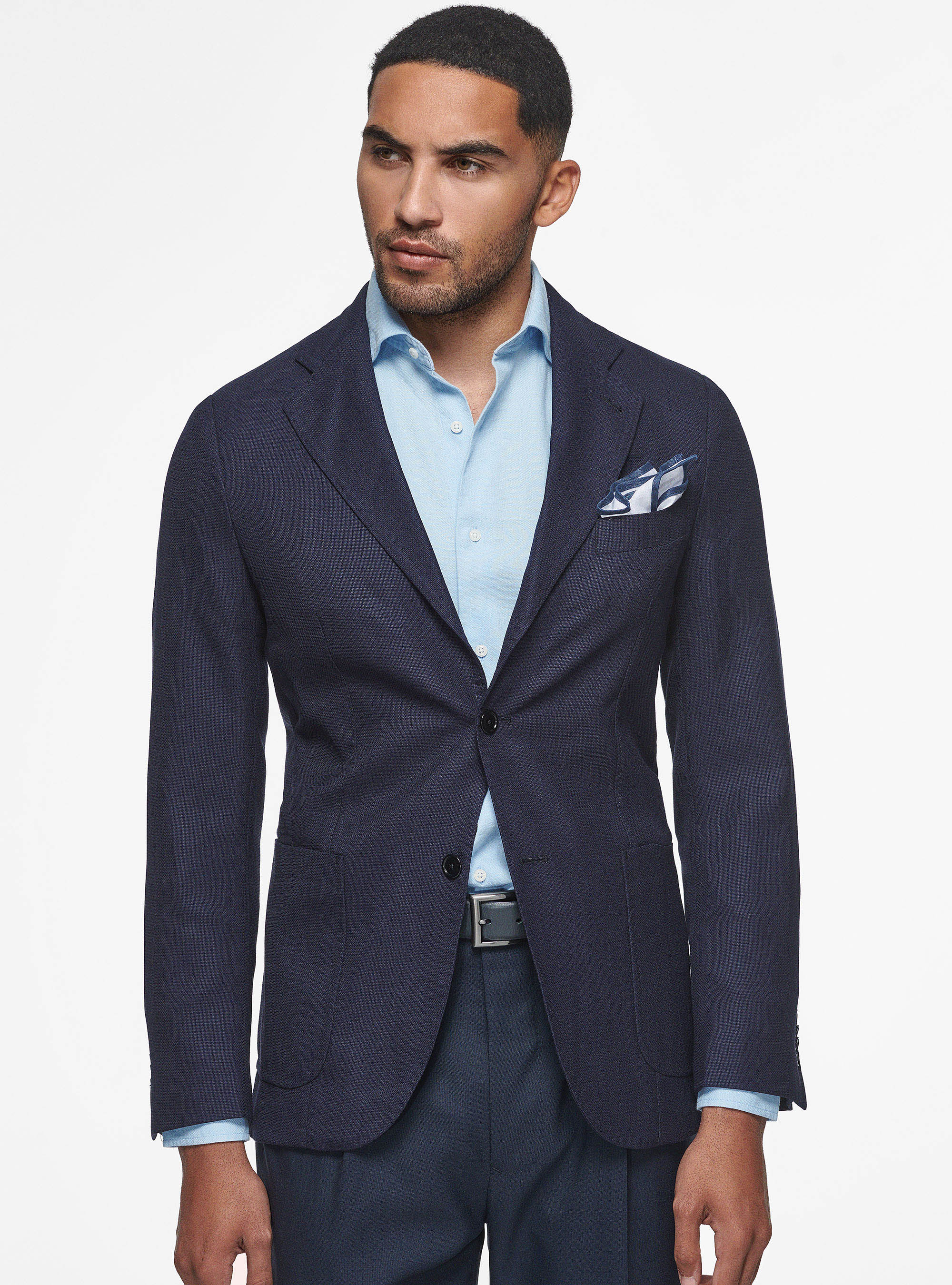 Giacca in lana micro texture, BLU NAVY