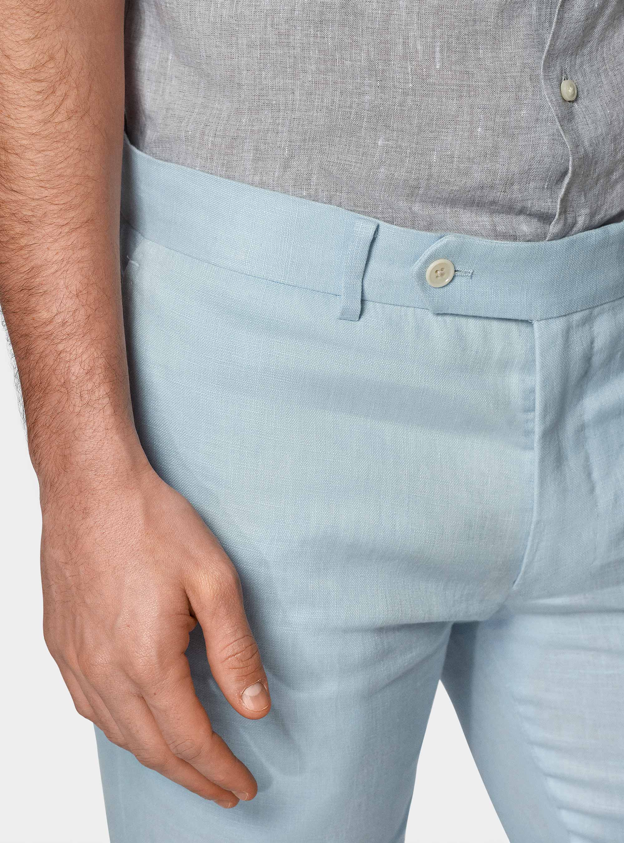 Pure linen suit trousers, LIGHT BLUE