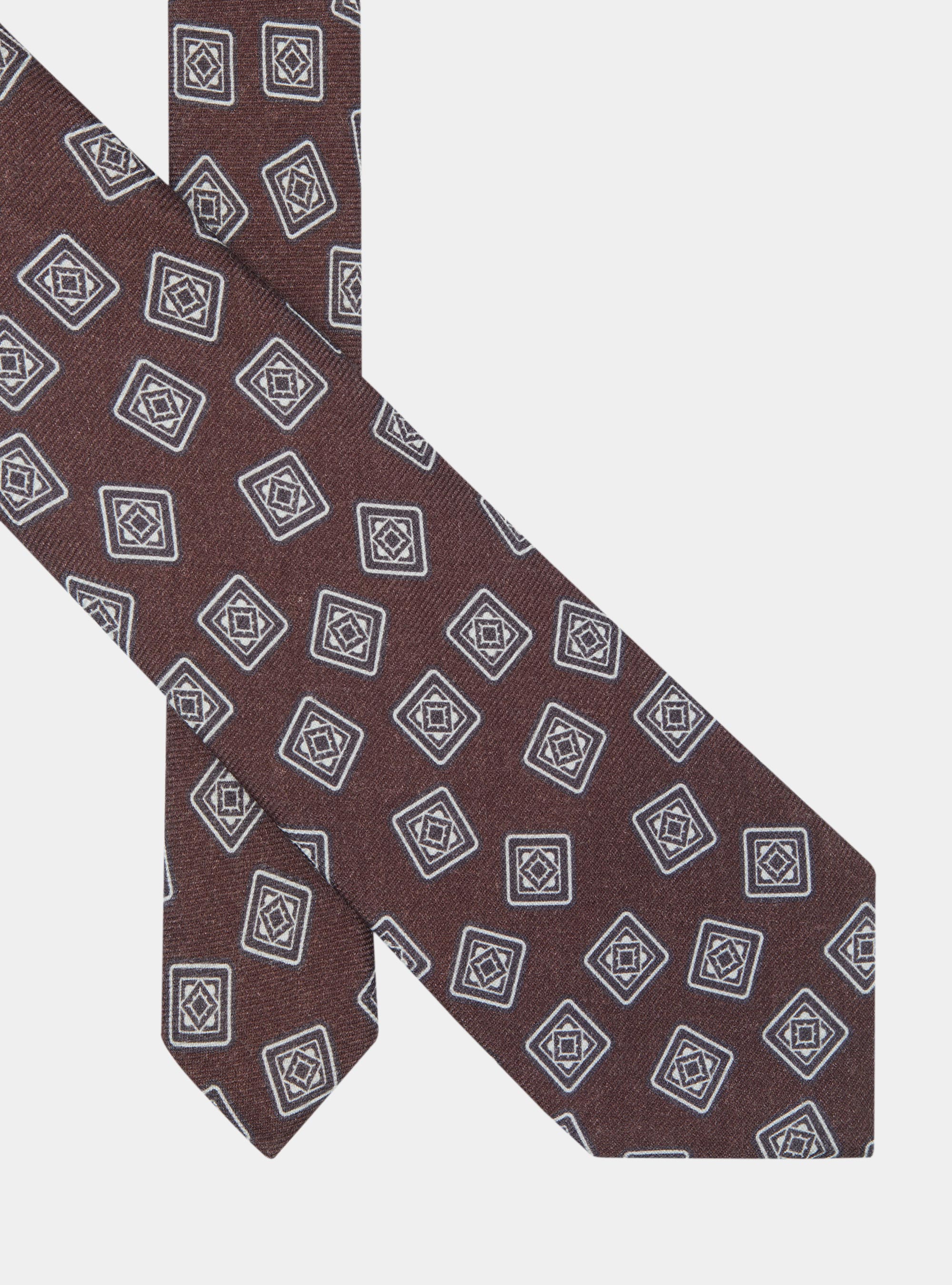 Patterned wool tie, BROWN