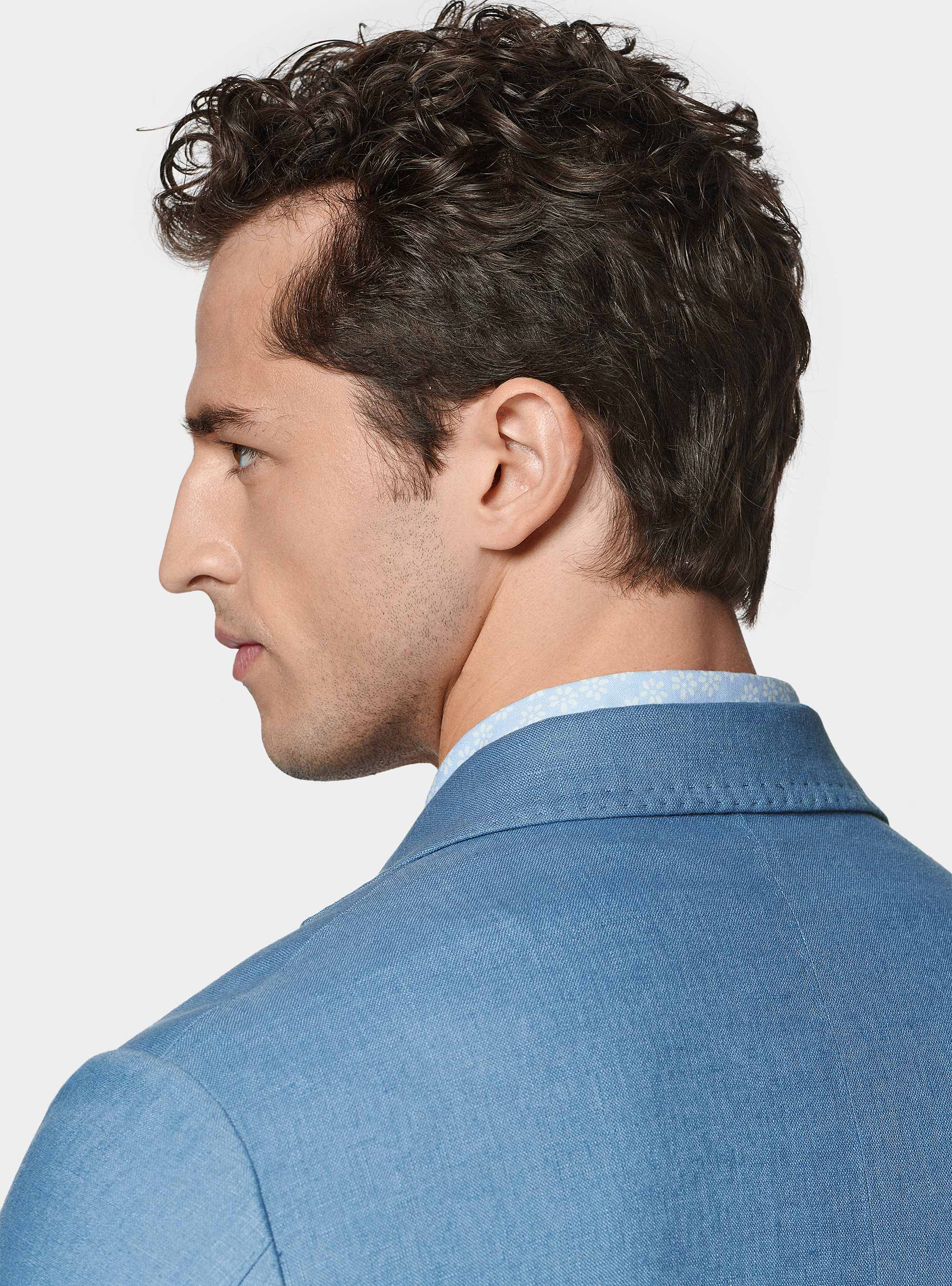 Giacca abito in puro lino, AZZURRO POLVERE 0283C