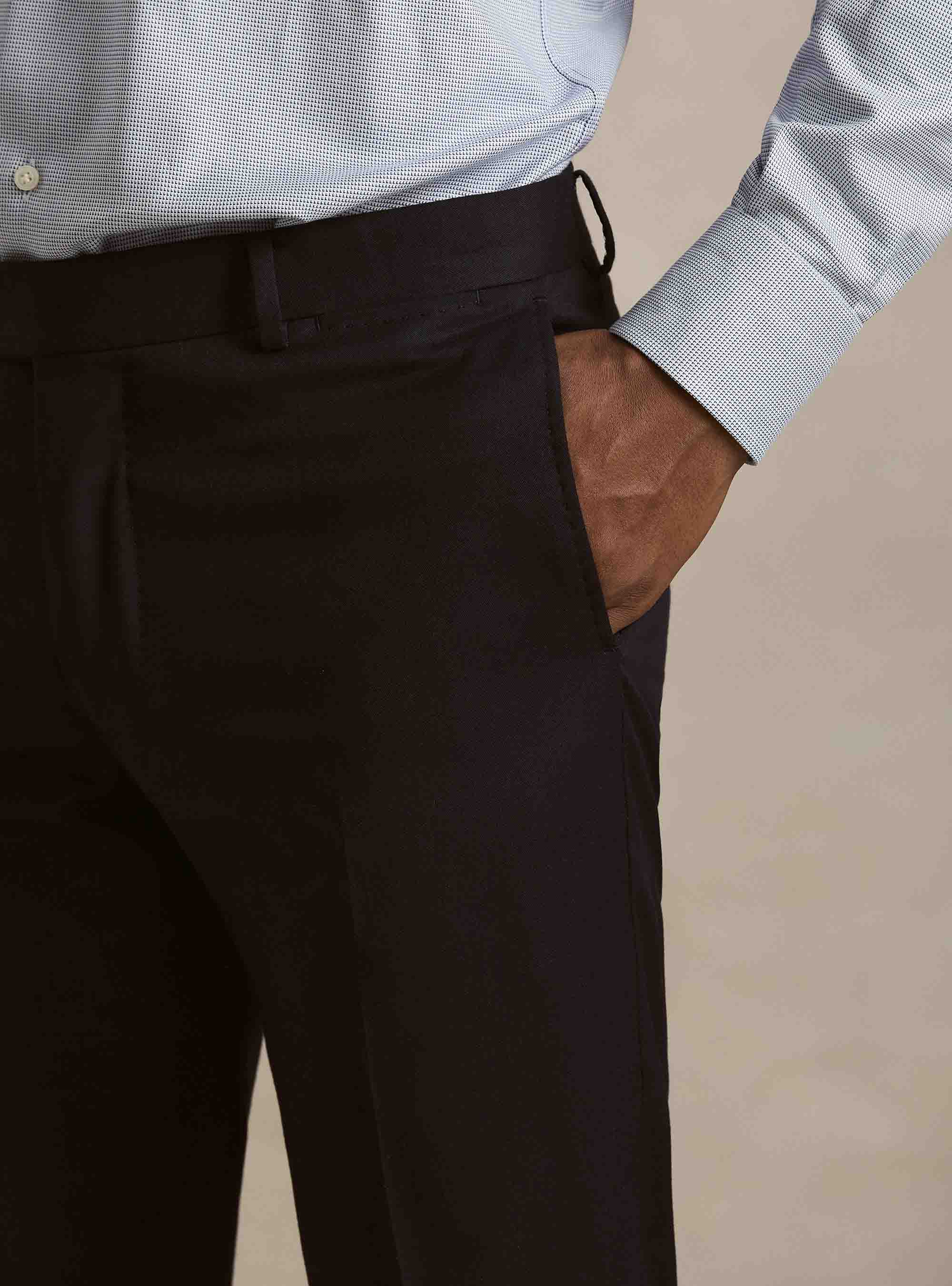 Flannel suit trousers, NAVY BLUE