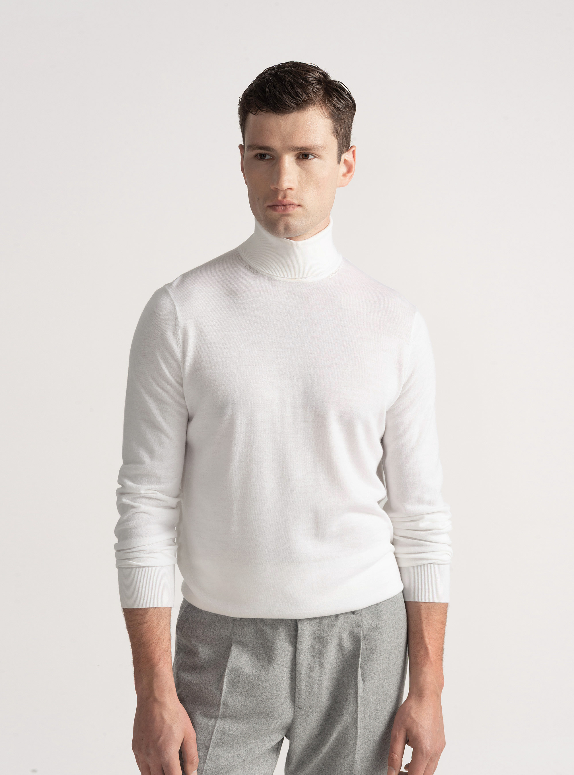 Cuello alto de pura lana merina extrafina, BLANCO