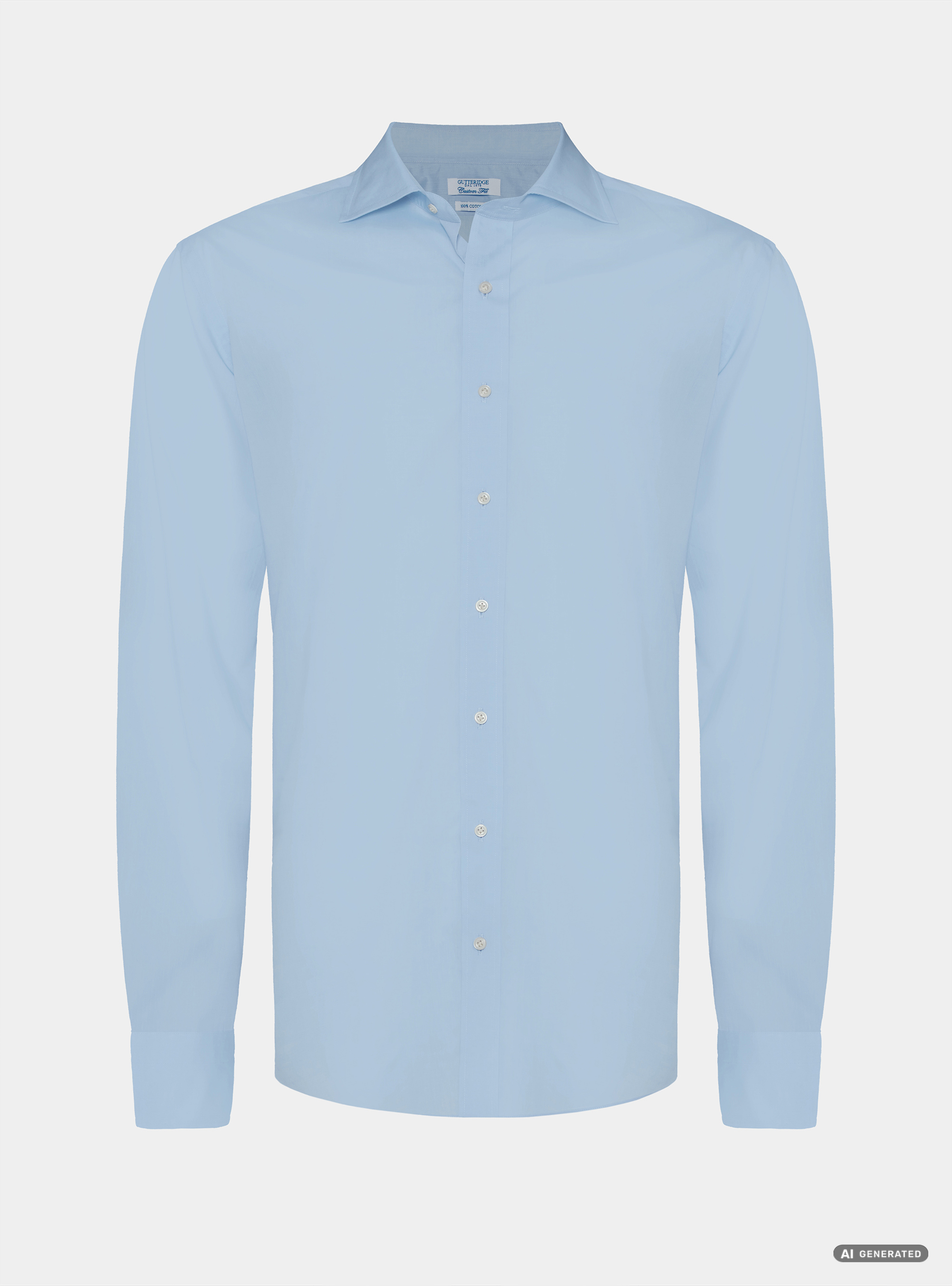 Camicia custom fit in popeline di cotone, AZZURRO