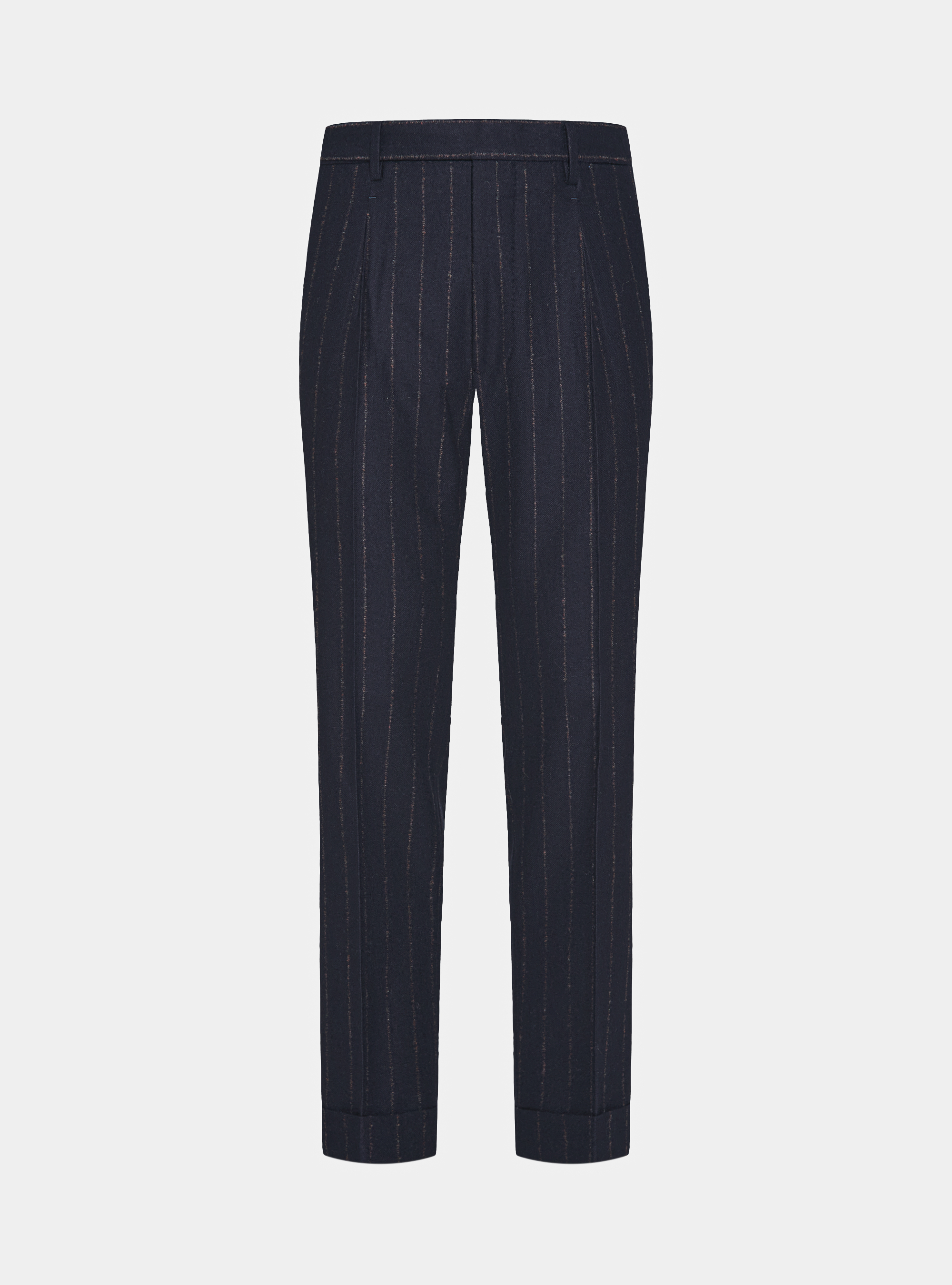 Cashmere wool pinstripe suit trousers, NAVY BLUE