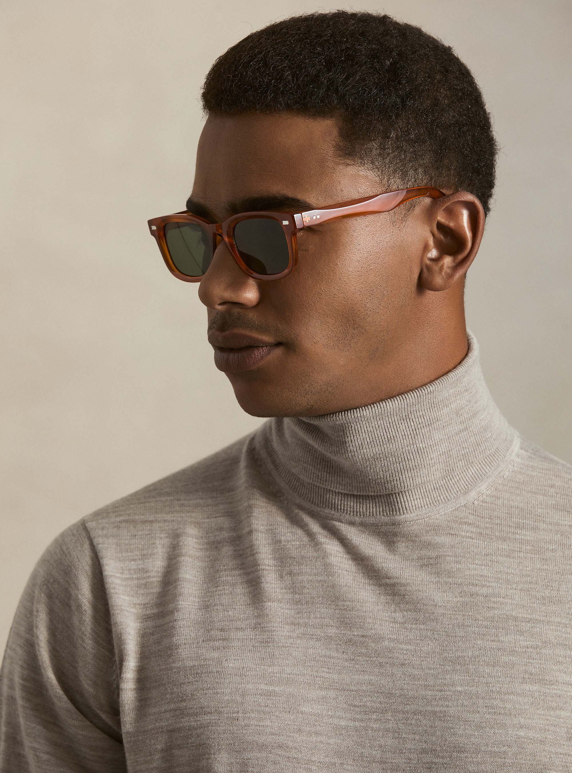 Rollkragenpullover aus reiner extrafeiner Merinowolle, SABBIA MELANGE 0564C