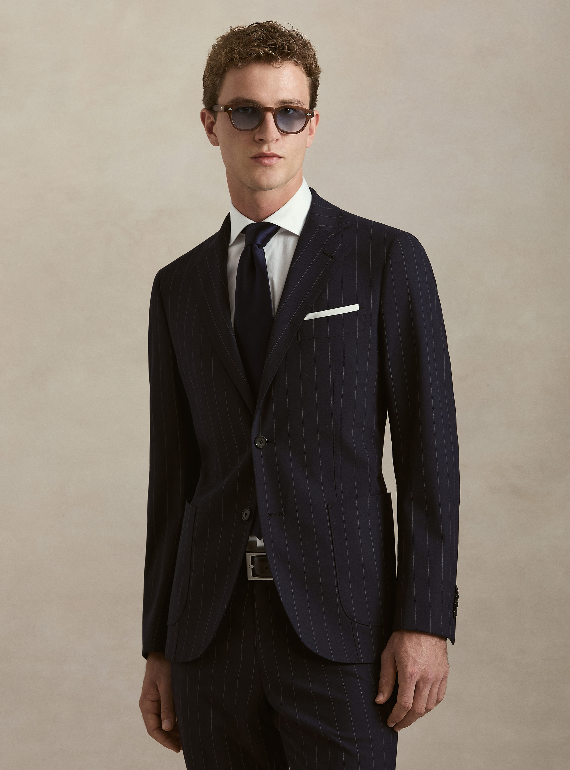 Single-breasted blazer for a pinstripe suit, NAVY BLUE