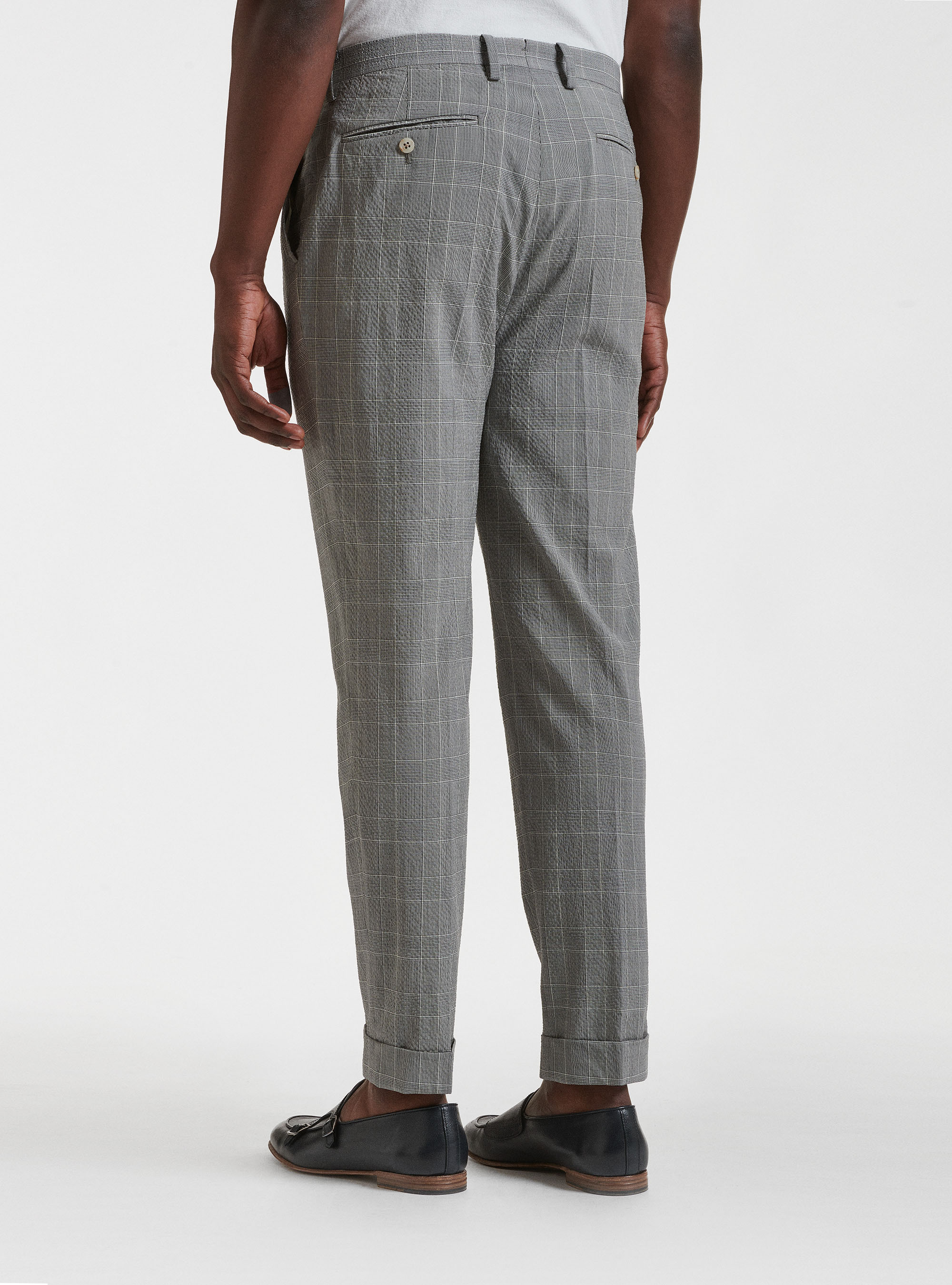 Pantaloni per abito in lana stretch seersucker superfine 100's Zignone, GRIGIO CHIARO MELANGE
