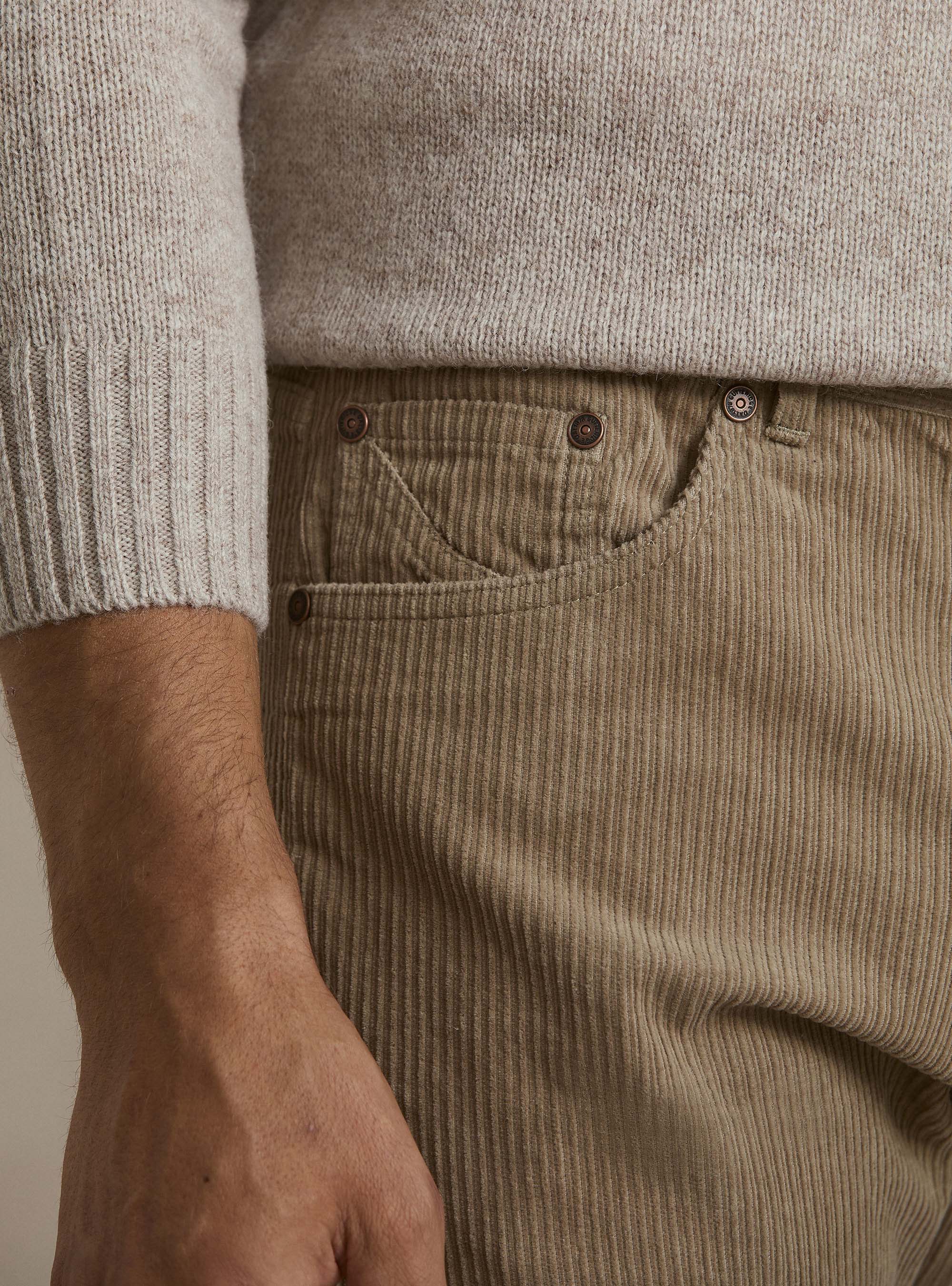 Pantaloni 5 tasche in velluto, SABBIA