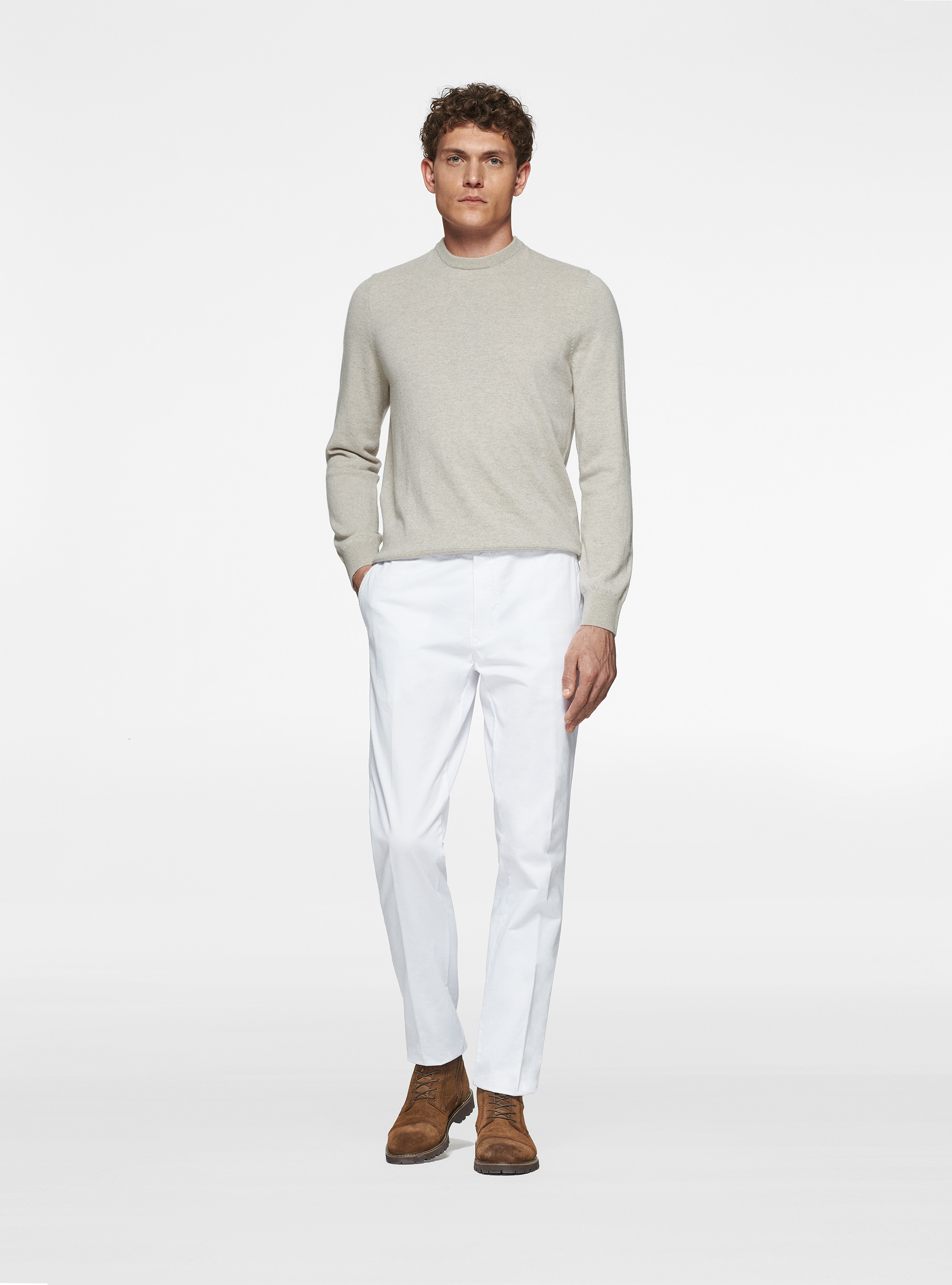 Cashmere crew-neck sweater, ECRU