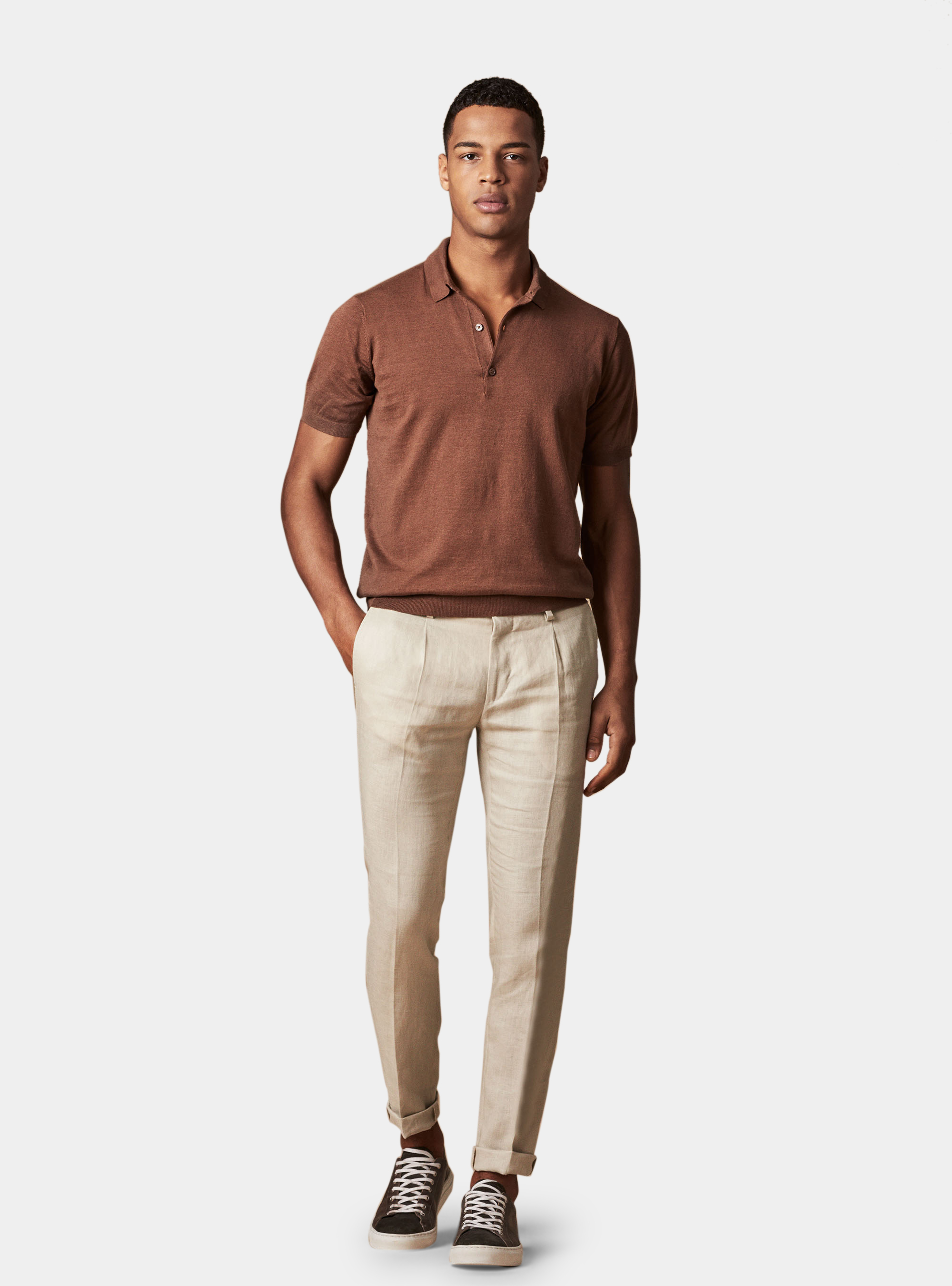 Pantalone con pince per abito in lino ritorto, ECRU