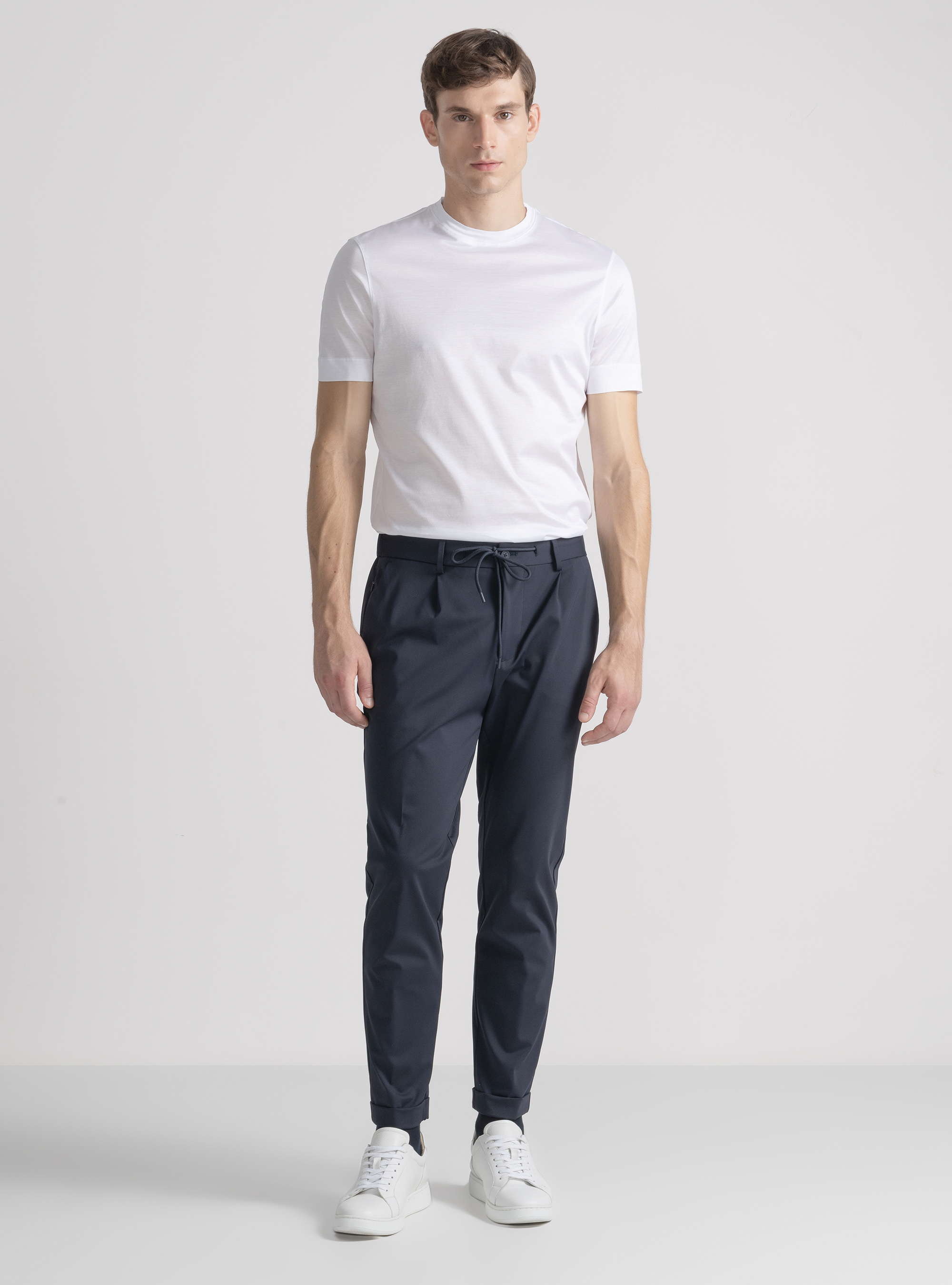 Kurz&auml;rmeliges T-Shirt aus schottischem Garn, BIANCO 0099C