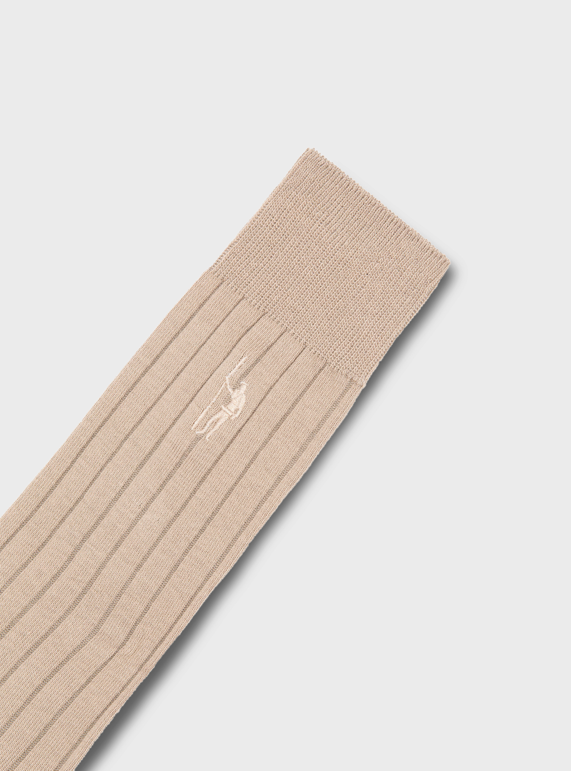 Ribbed embroidered socks, SAND