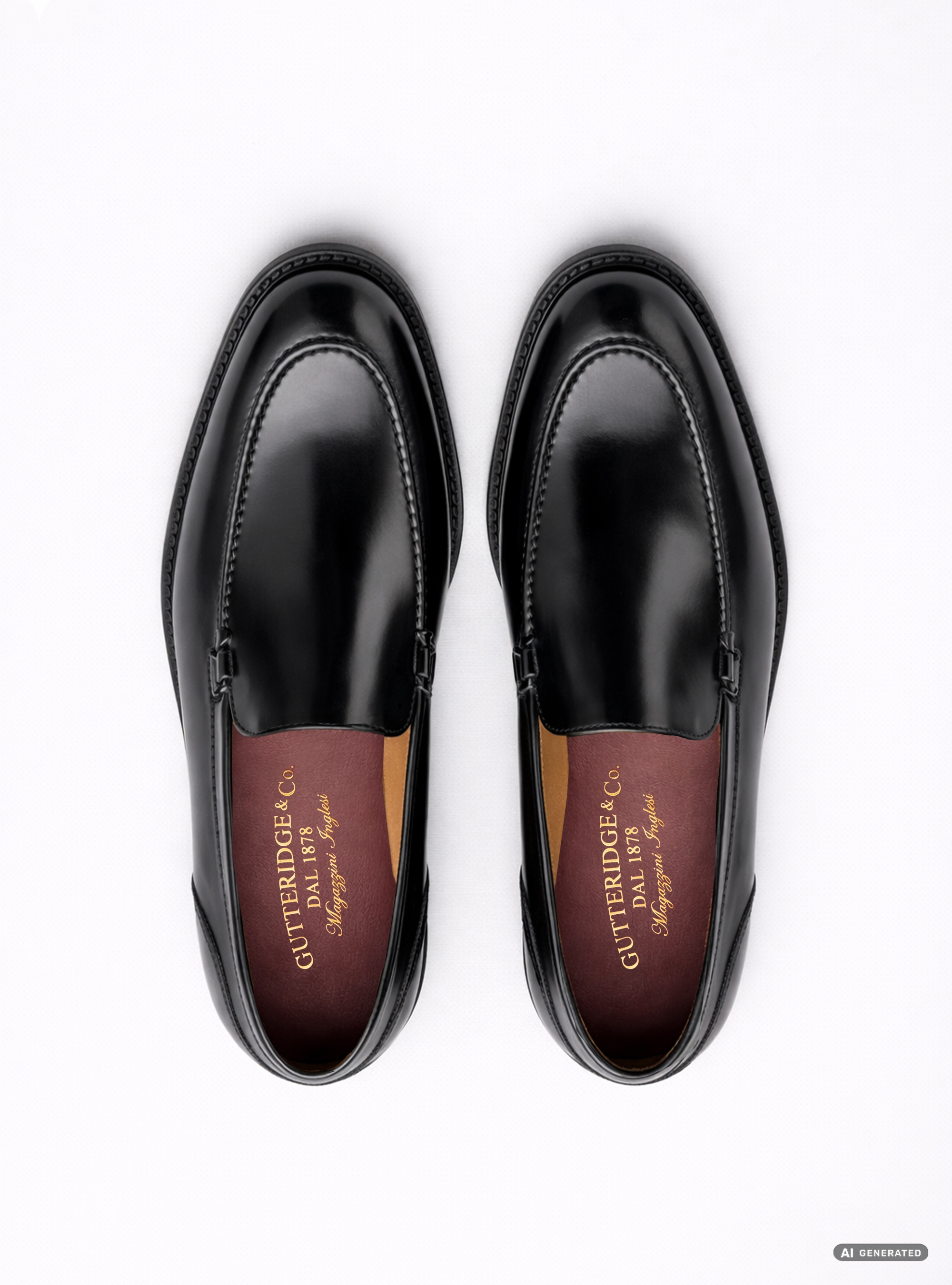 Mocassins en cuir poli, NOIR