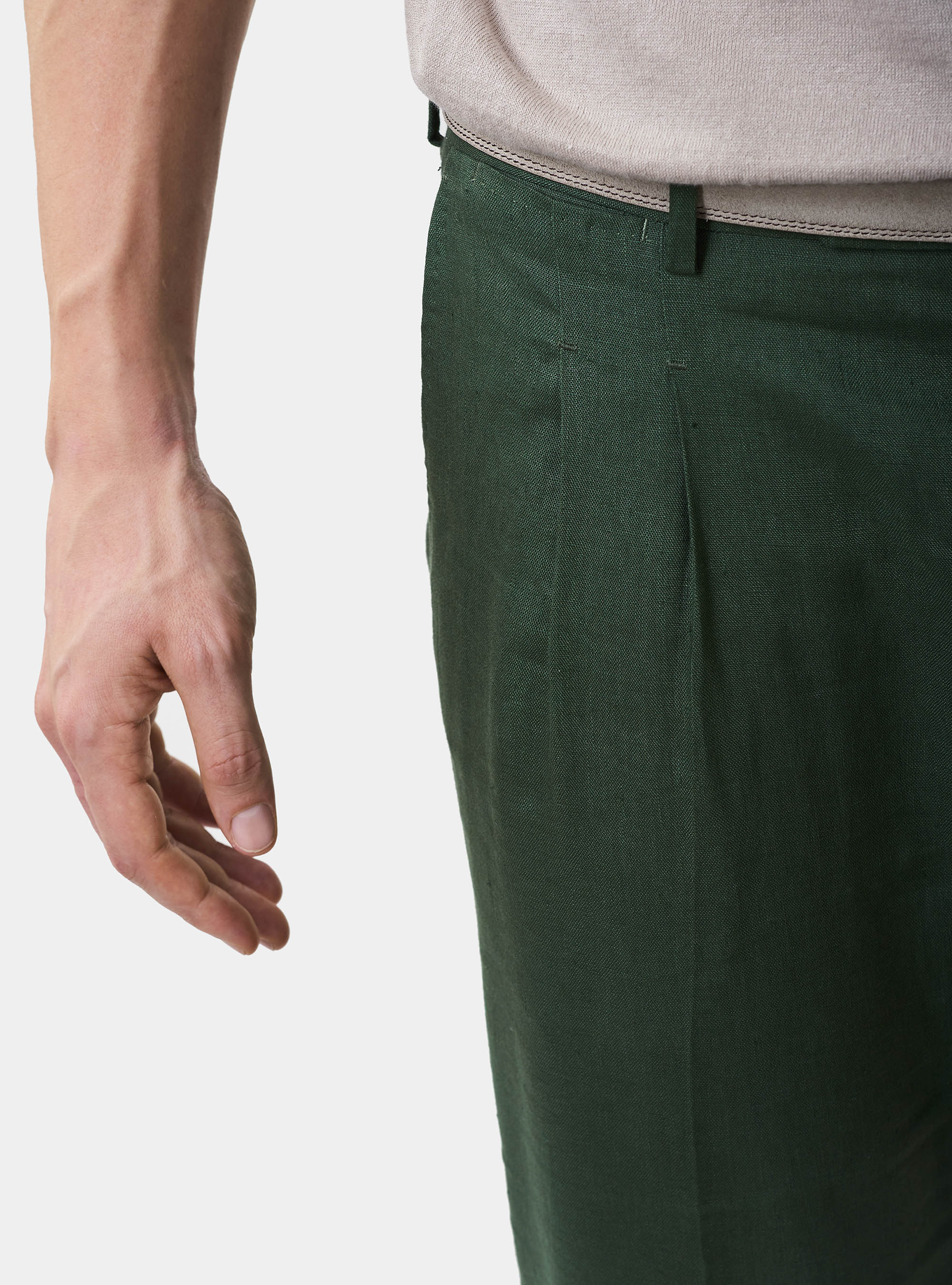 Pantaloni per abito in puro lino, VERDE