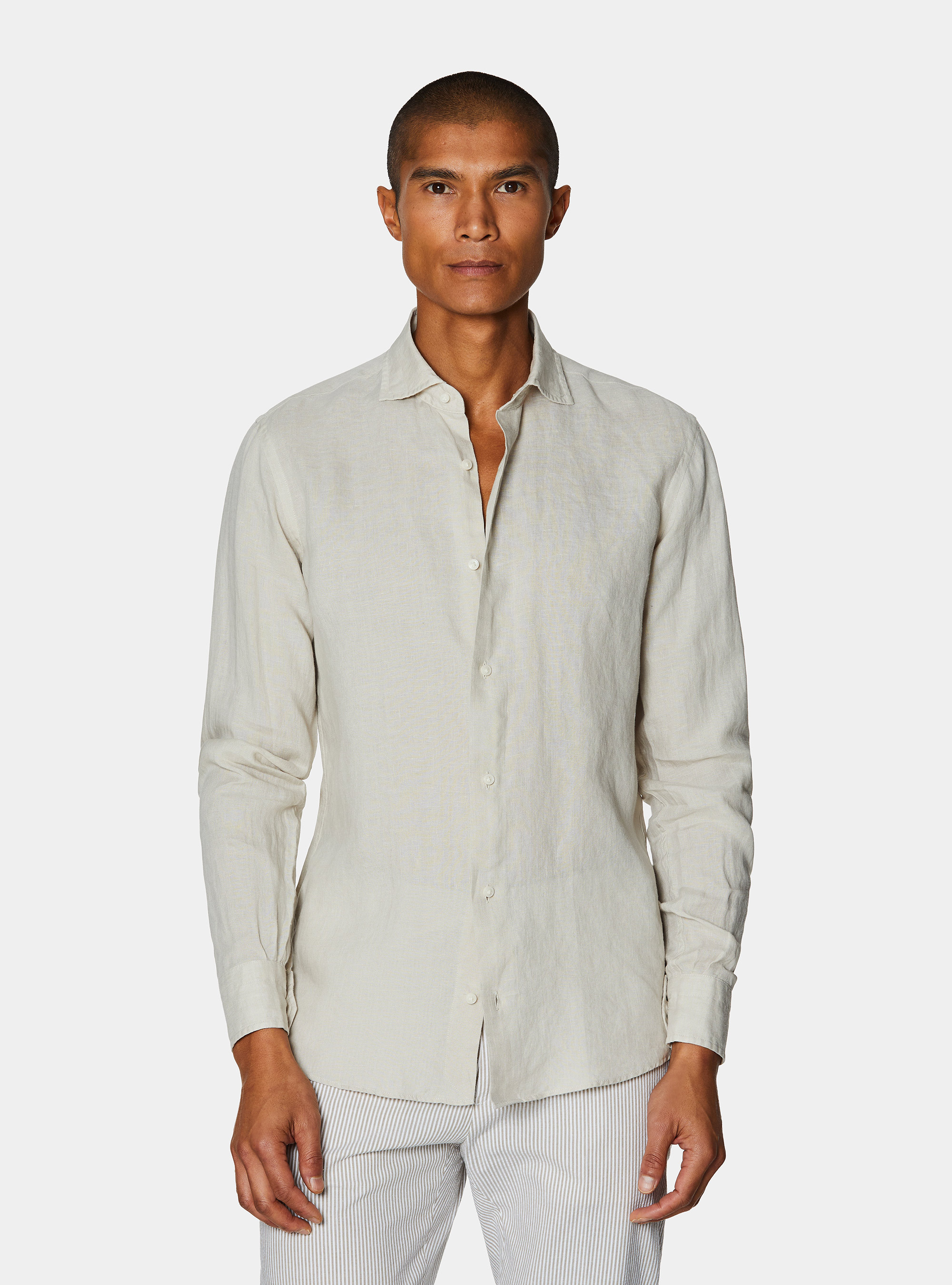 Camisa de lino puro, ECRU 0536C