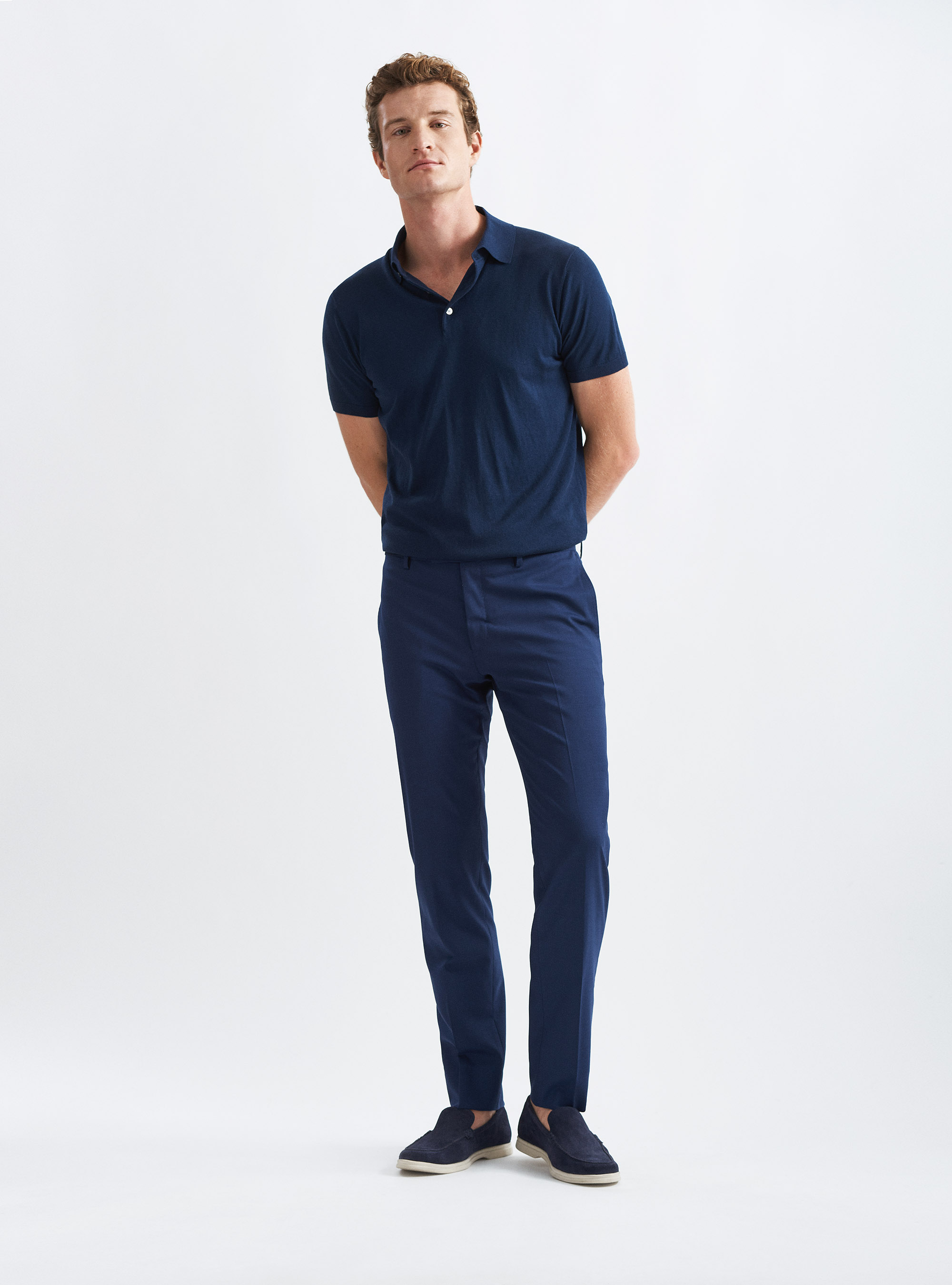 Pantaloni per abito in fresco lana, BLU