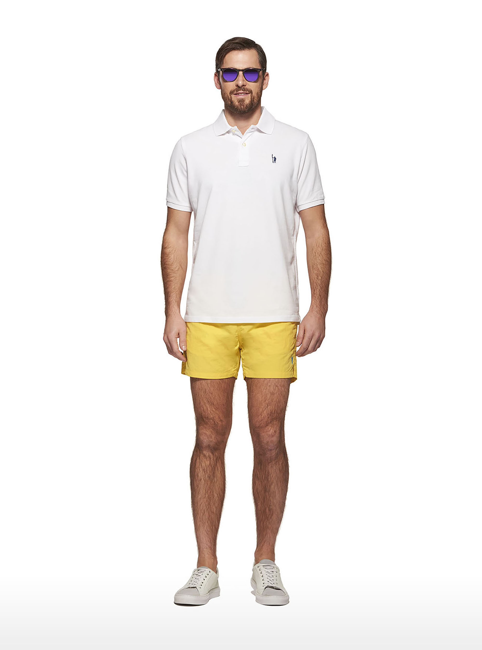 Costume basico tinta unita con ricamo, GIALLO