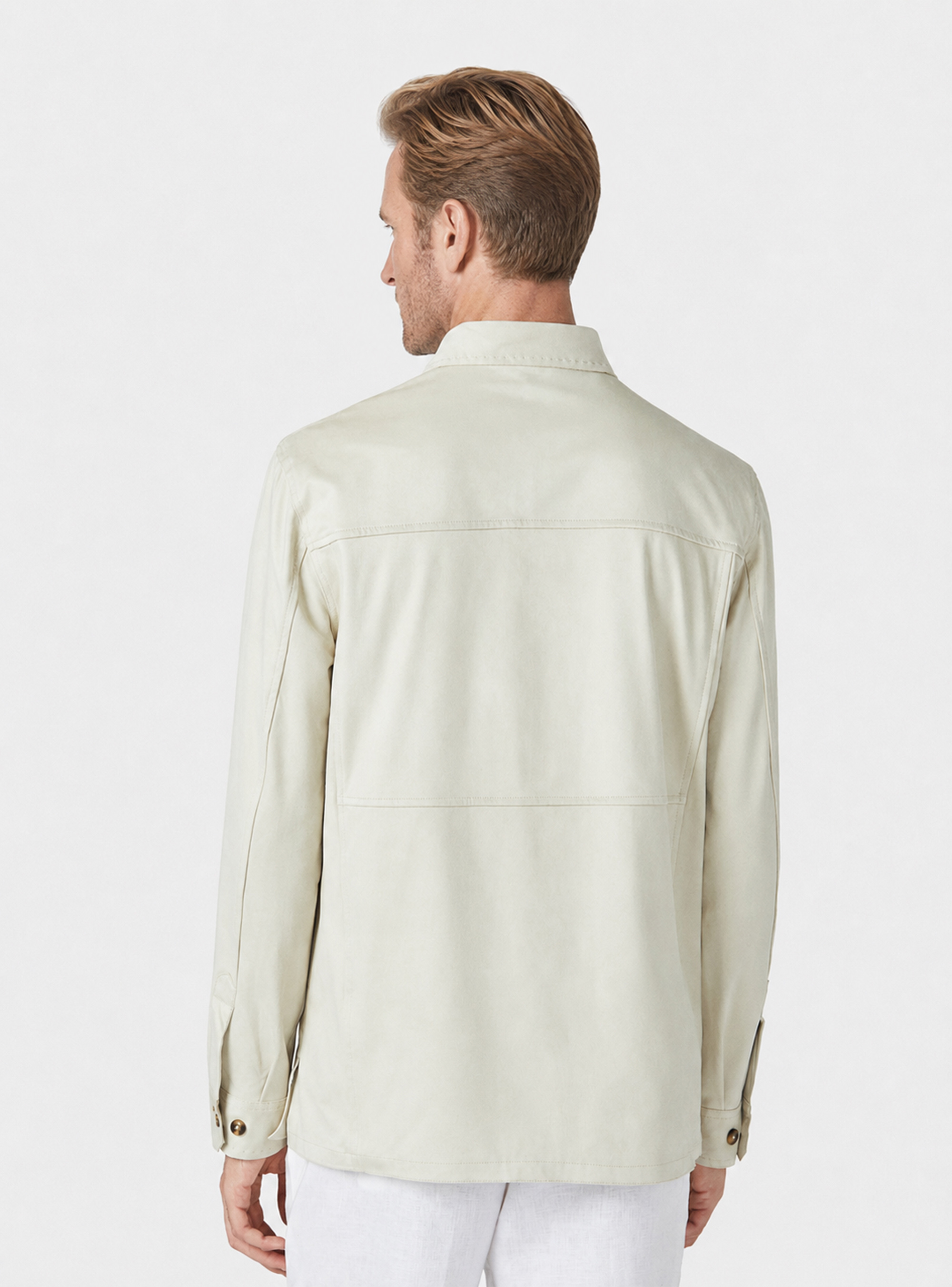 Giacca camicia effetto scamosciato, ECRU