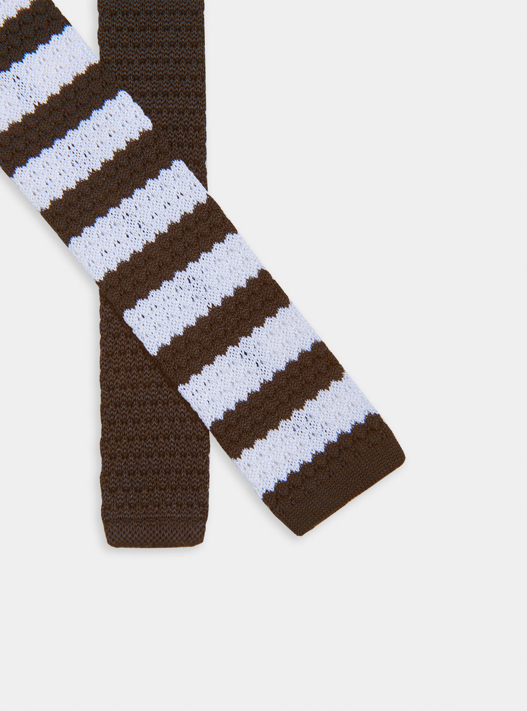 Striped knit tie, MARRONE 0508C