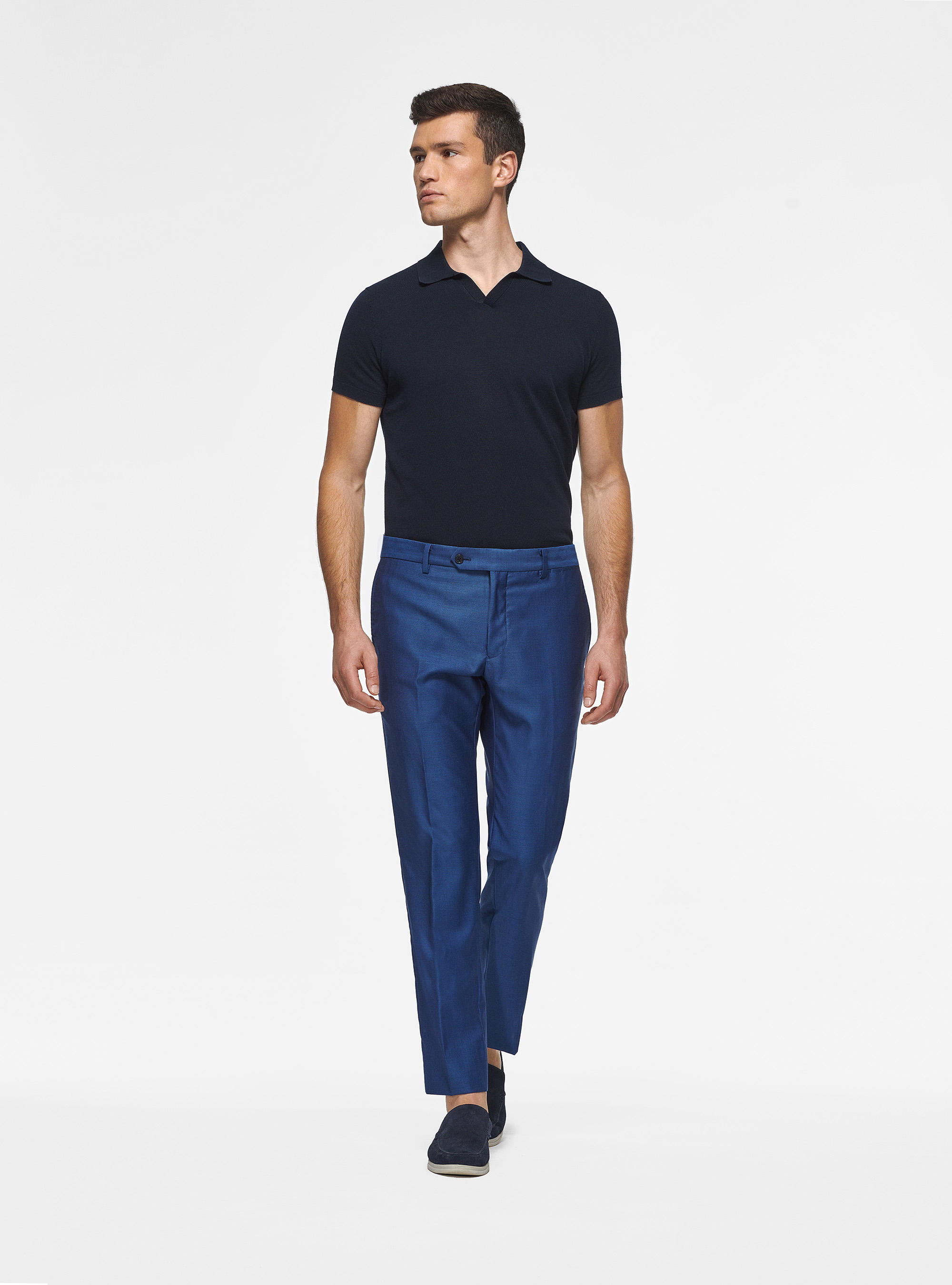 Trousers in pure 110's superfine wool, BLUE