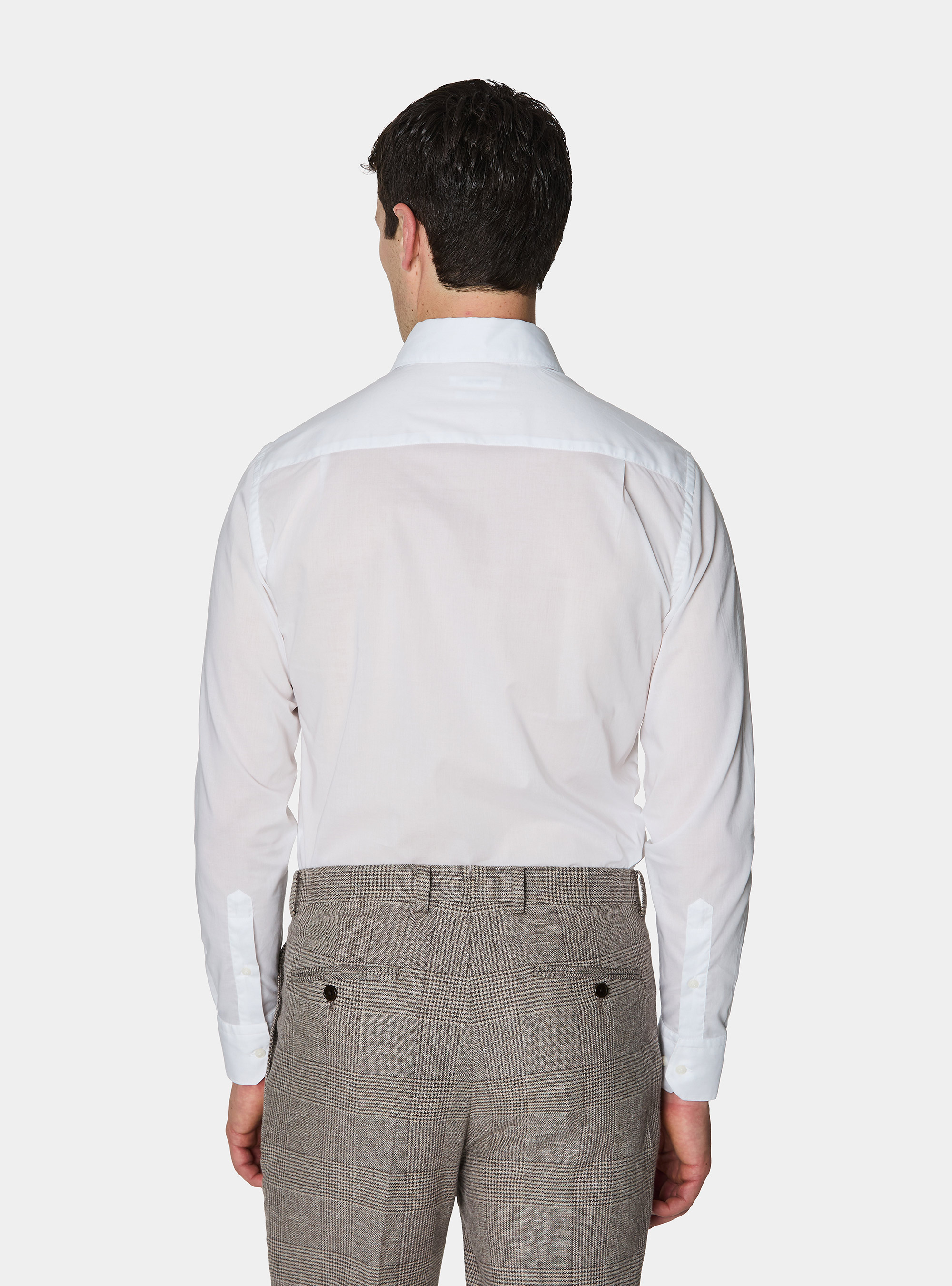 Camicia in cotone con paramontura, BIANCO