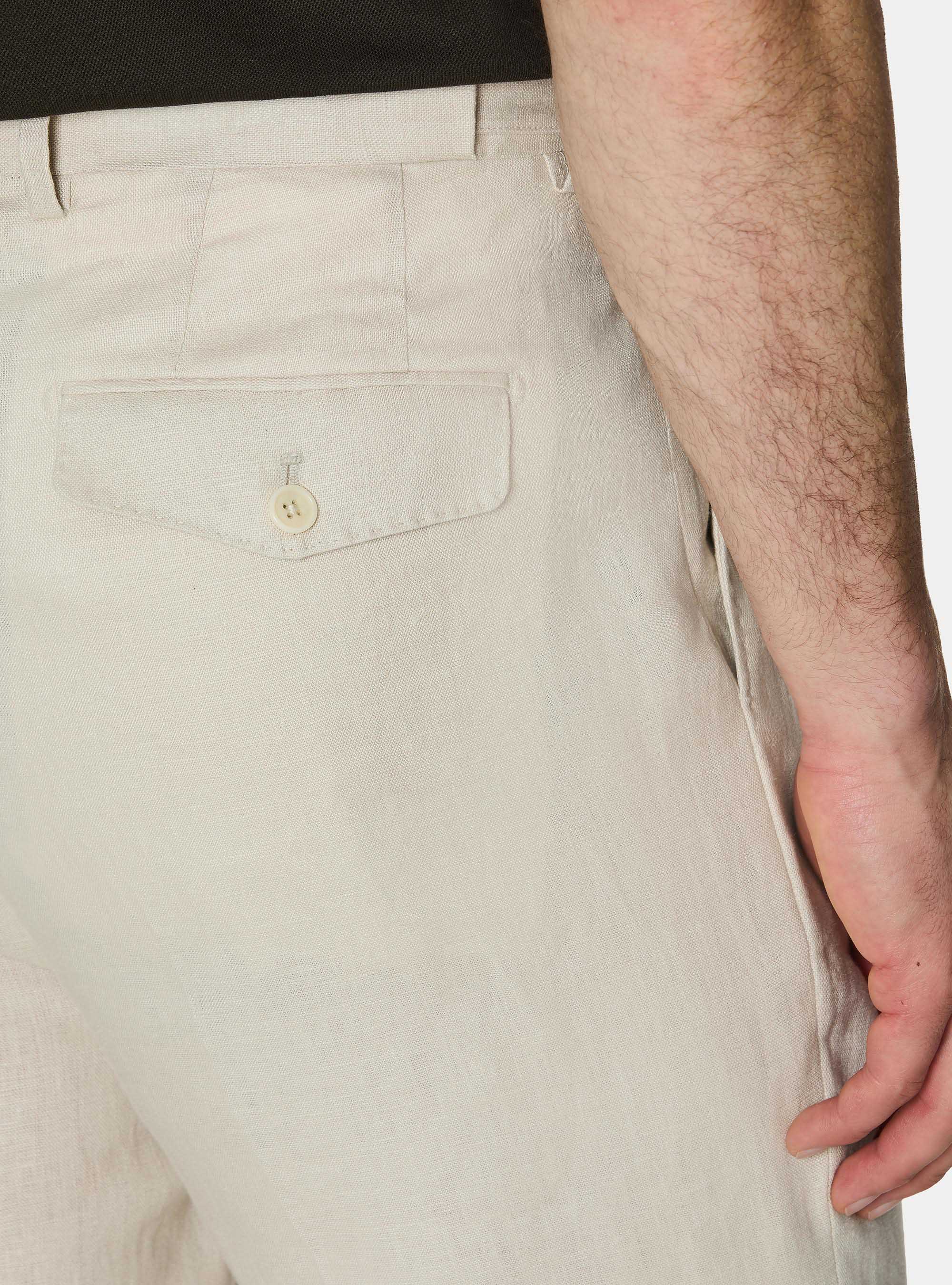 Pure linen double pleat trousers, ECRU