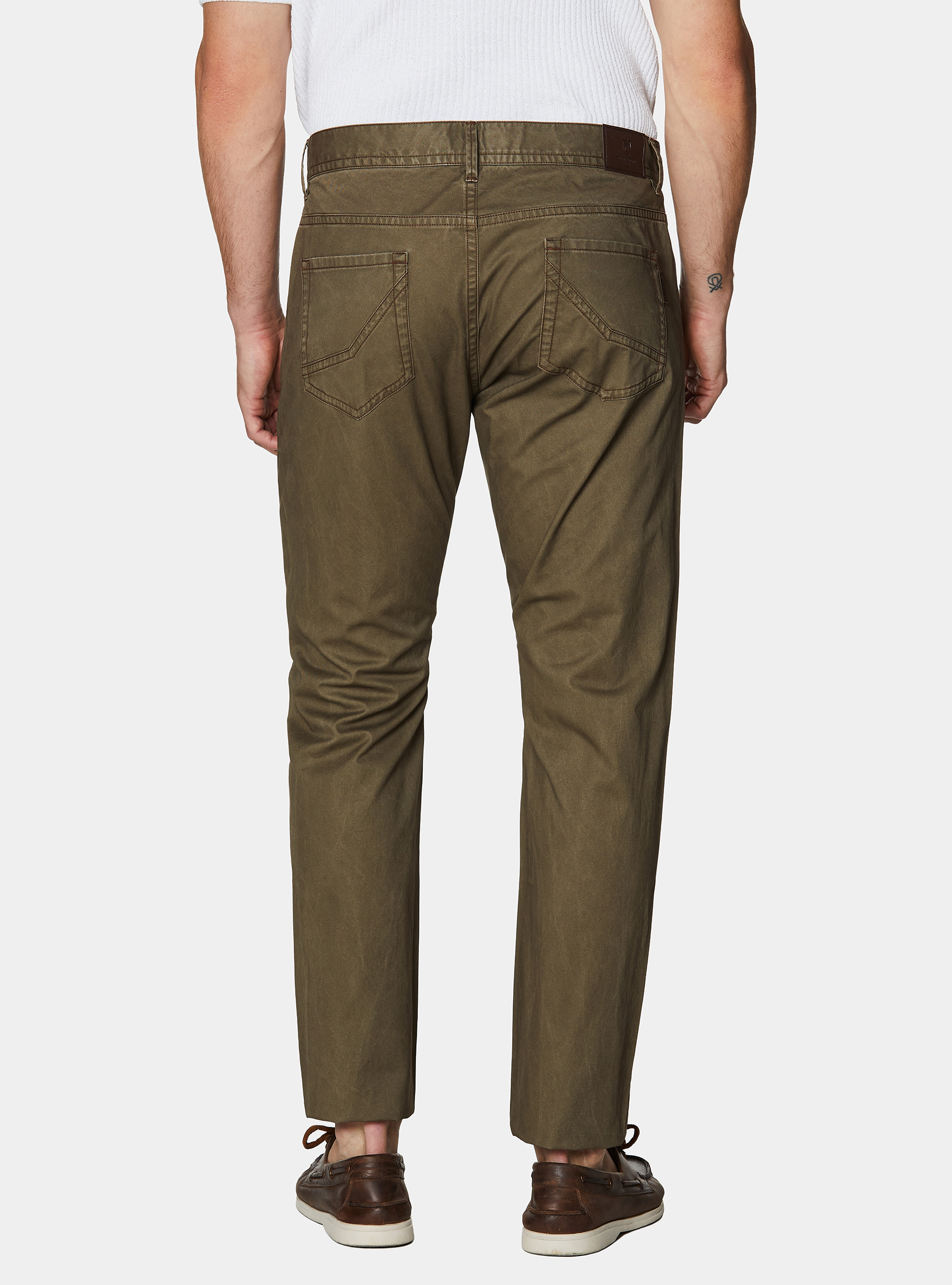 Slim fit cotton trousers, OLIVE