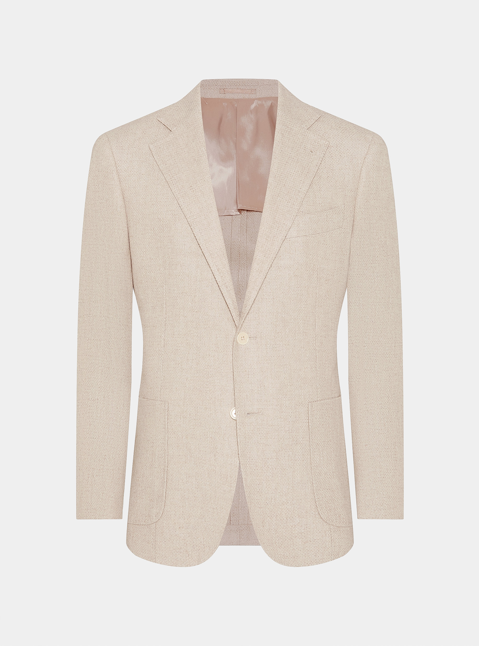 Giacca hopsack in lana cotone e cashmere, ECRU