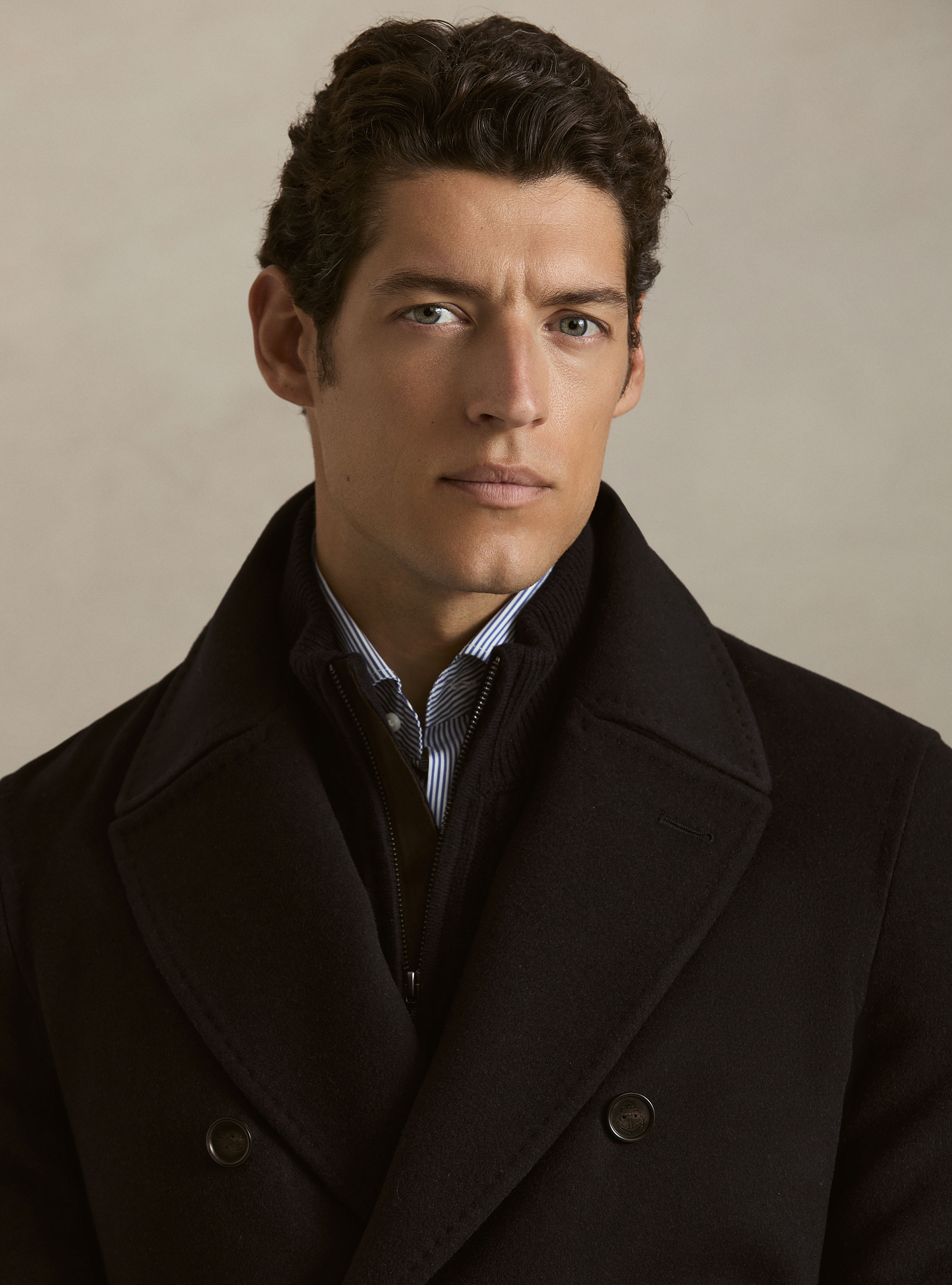 Wool-cashmere peacoat, NAVY BLUE