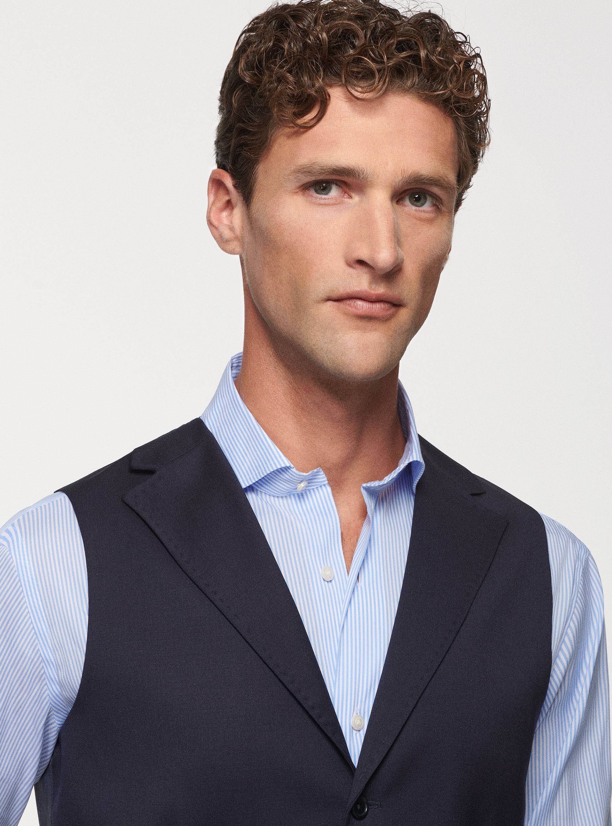 Reda 110's Superfine Wool Vest, NAVY BLUE