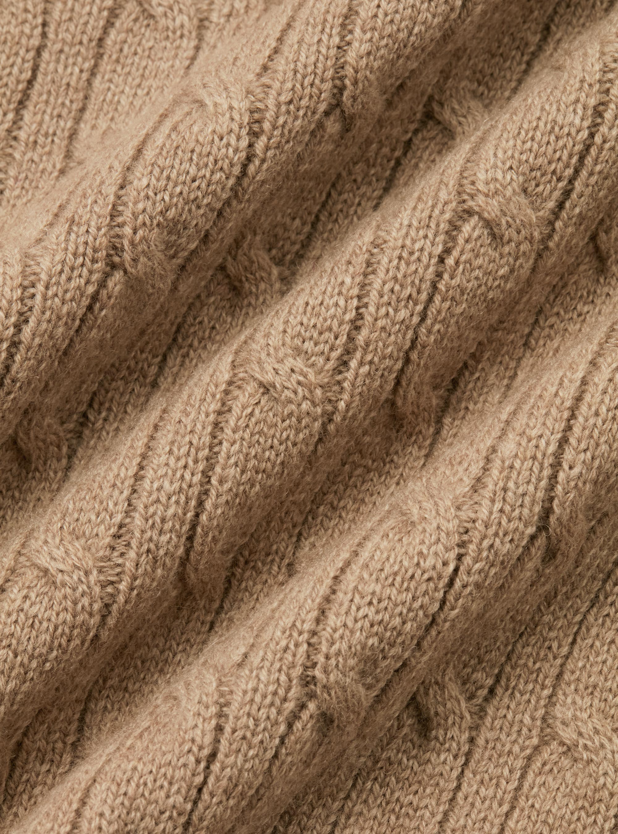 Sweater with mock neck and cashmere wool braid, CAMMELLO 0570C