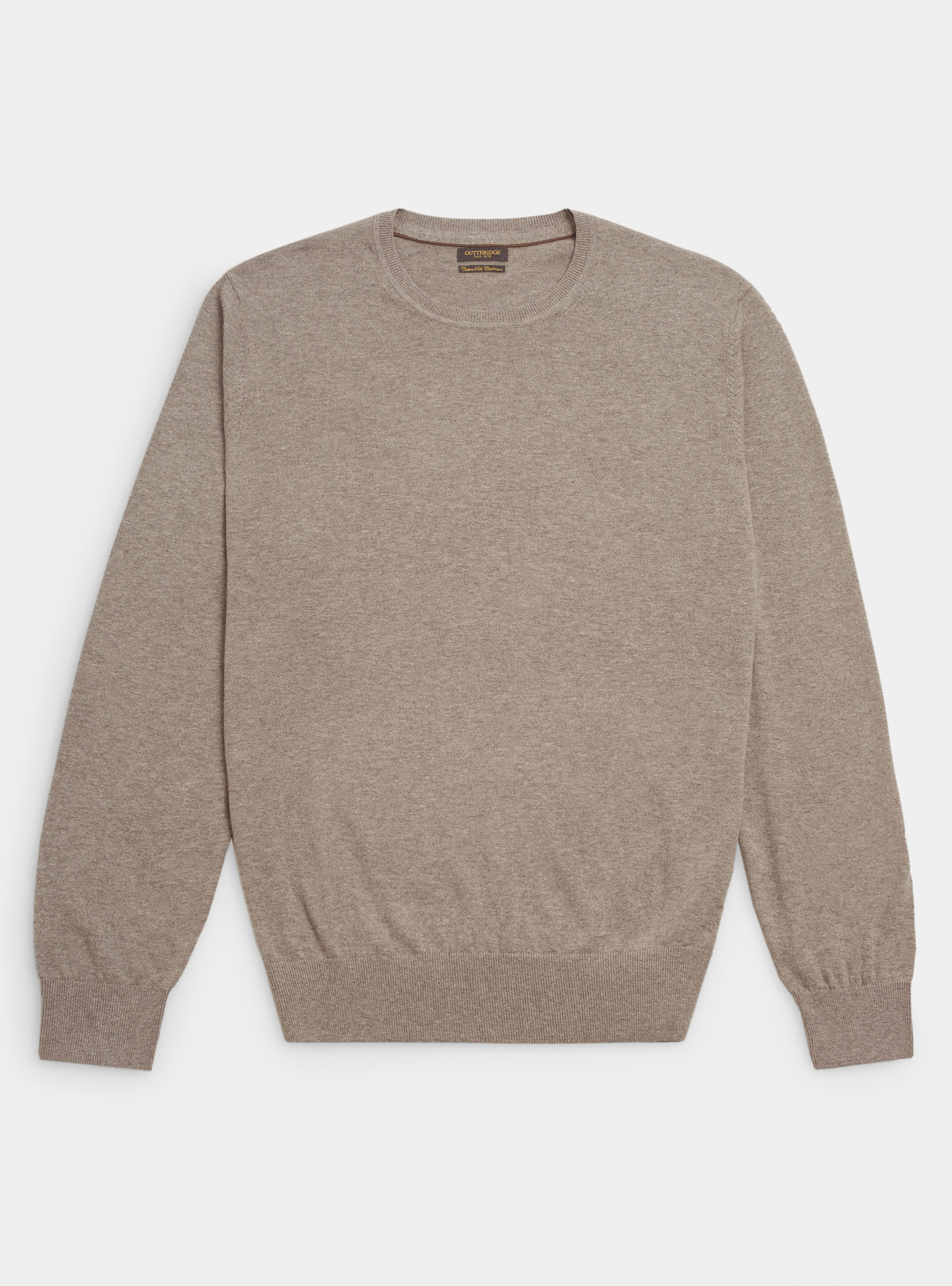 Cotton silk and cashmere crew-neck sweater, ECRU