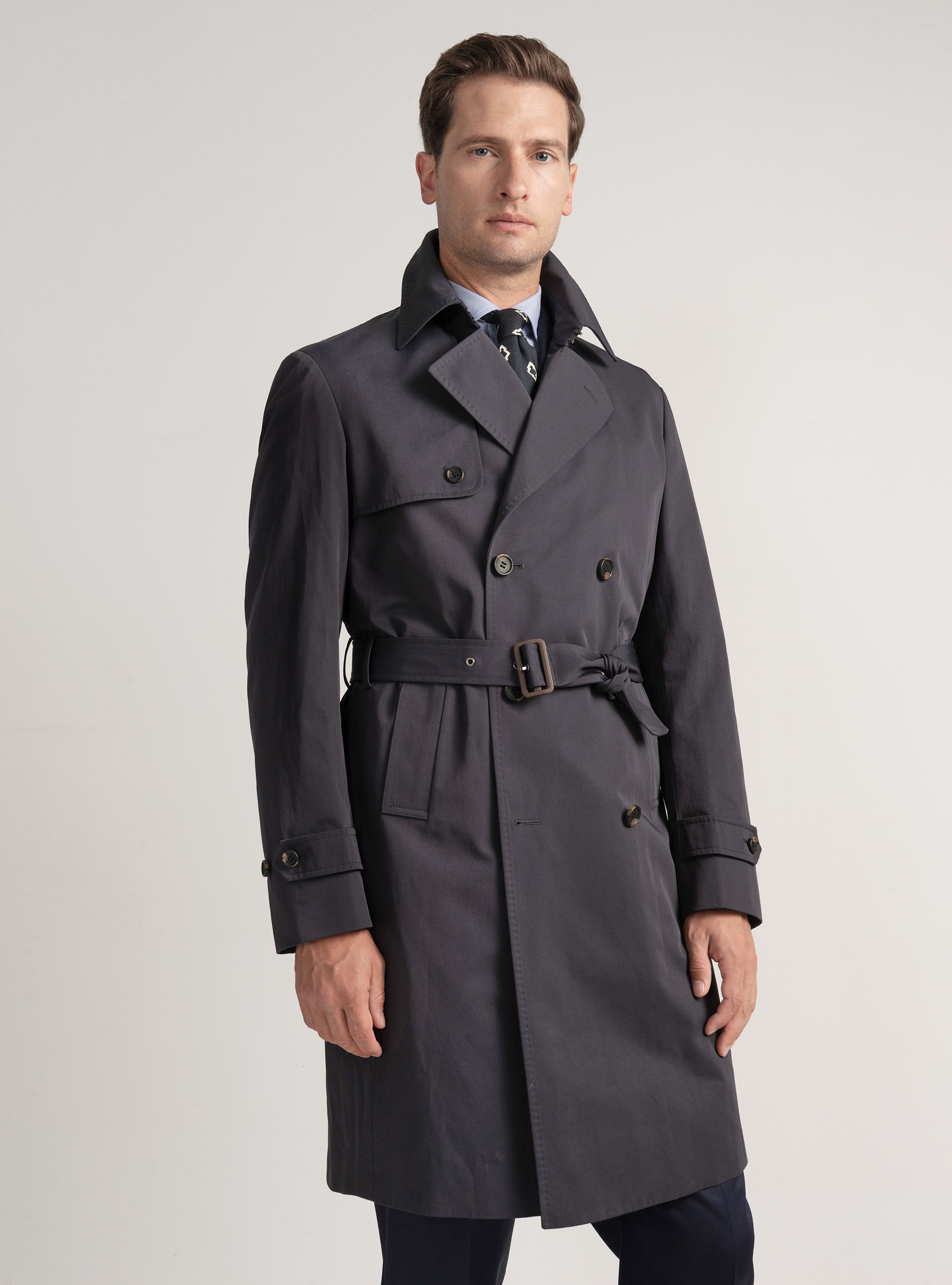 Trench in twill di cotone, BLU NAVY