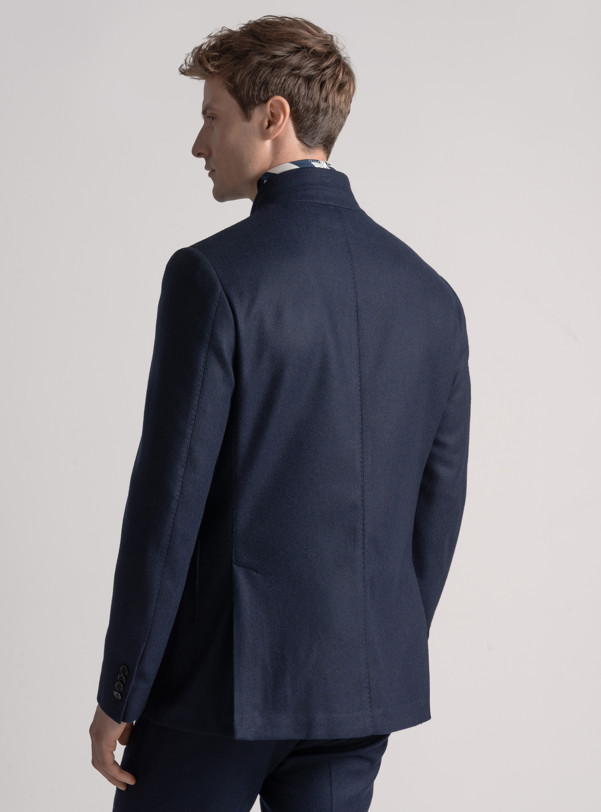 Korean wool flannel blazer, NAVY BLUE